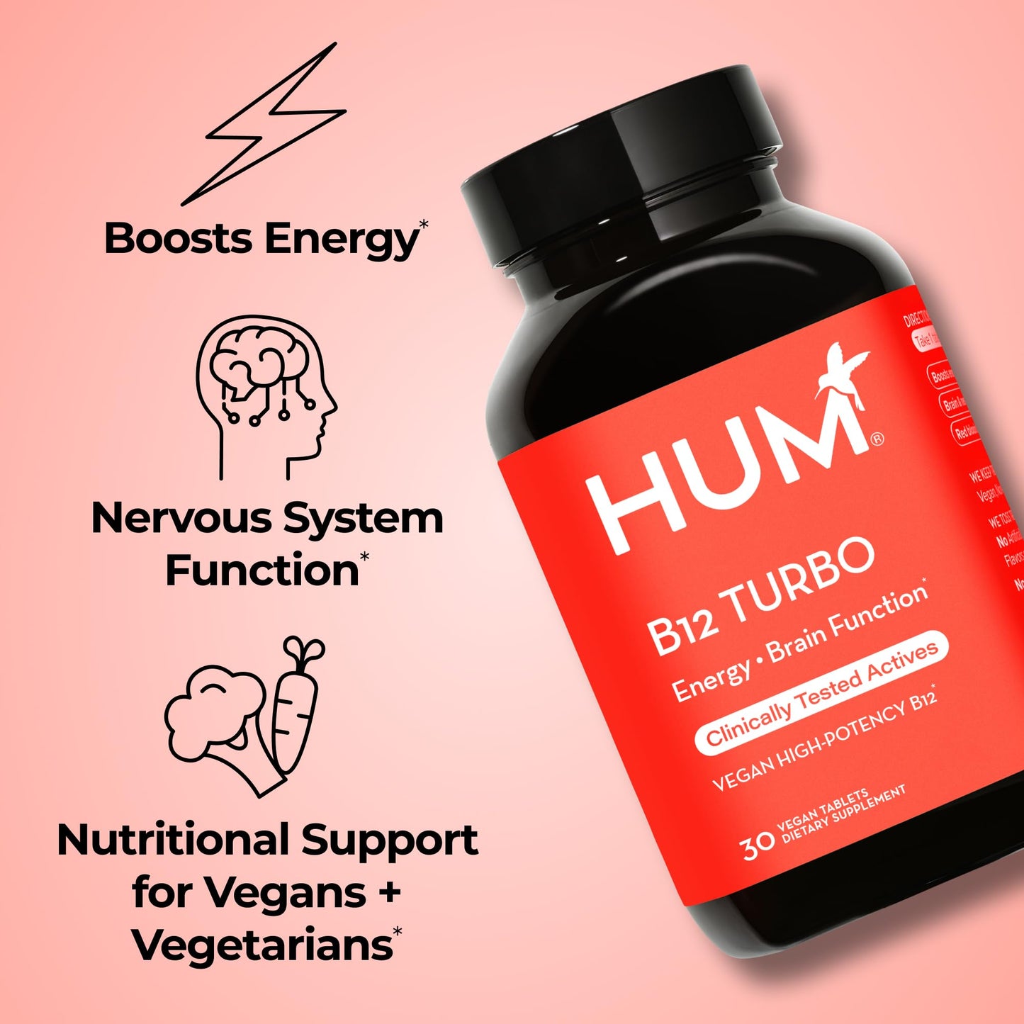 HUM B12 Turbo Tablets, 30 Count