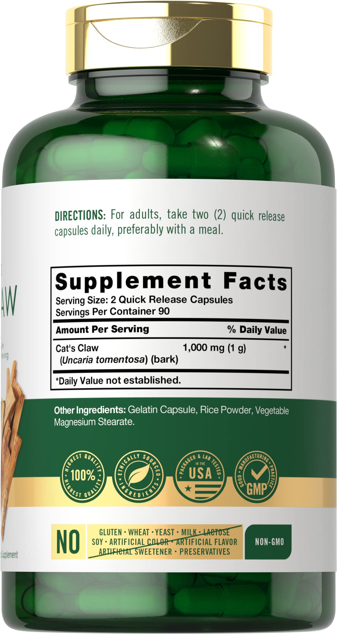 Carlyle Cat's Claw 1000mg Capsules, 180 Count