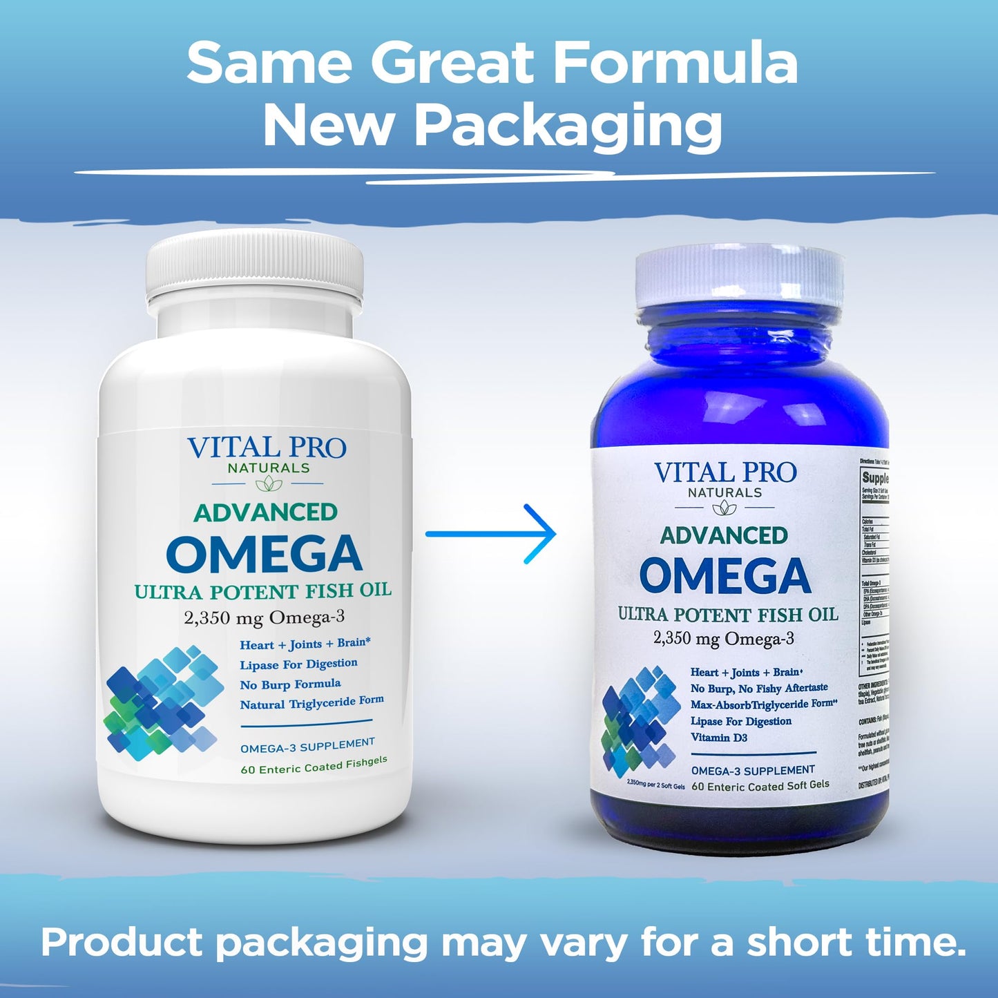Vital Planet Vital Pro Naturals Advanced Omega Wild Caught Norwegian Fish Oil Softgels 60 Count