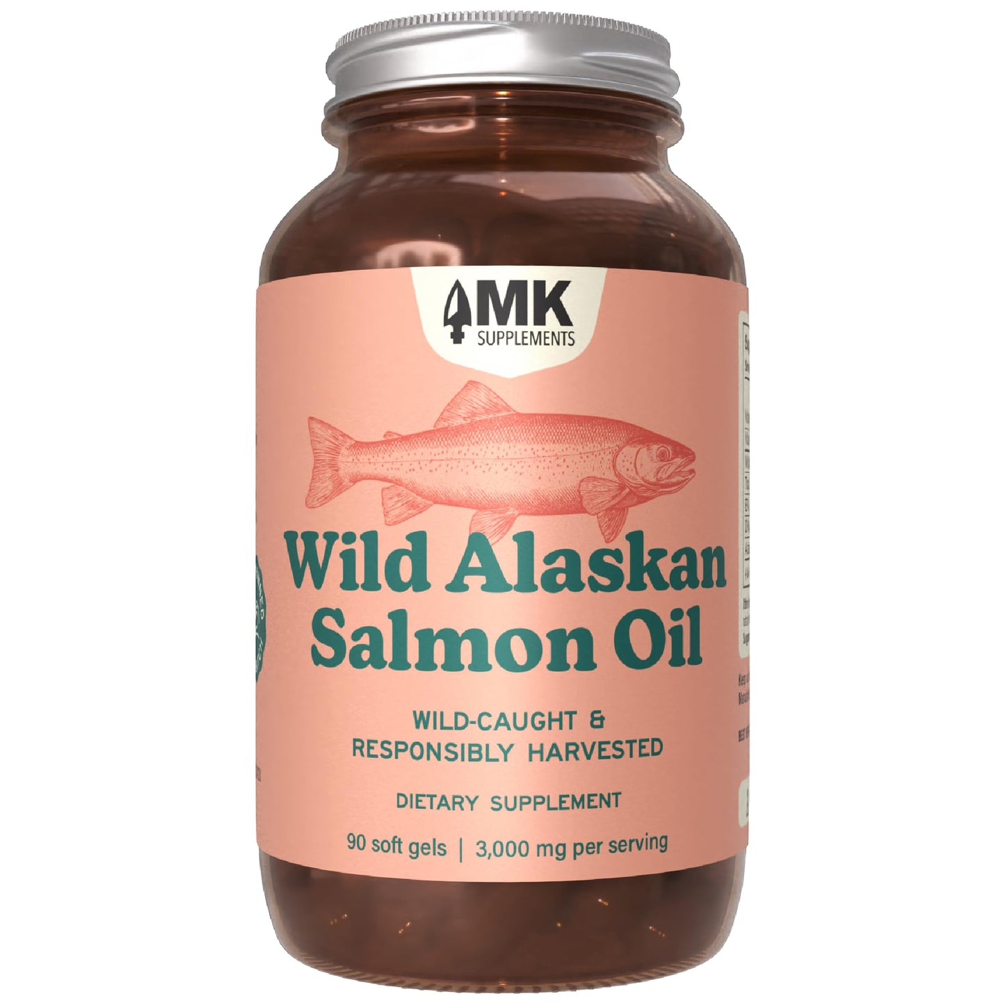 MK Supplements Wild Alaskan Sockeye Salmon Oil Capsules, 90 Count