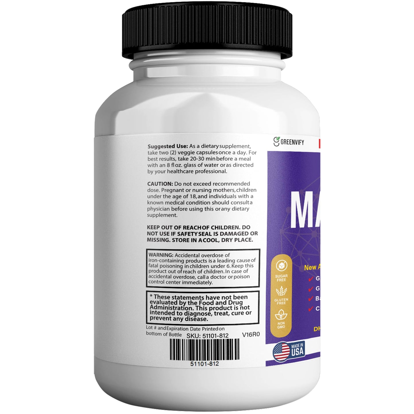 GREENVIFY MAROBRAIN MAX Extra Strength Brain Support Supplement, 60 Capsules