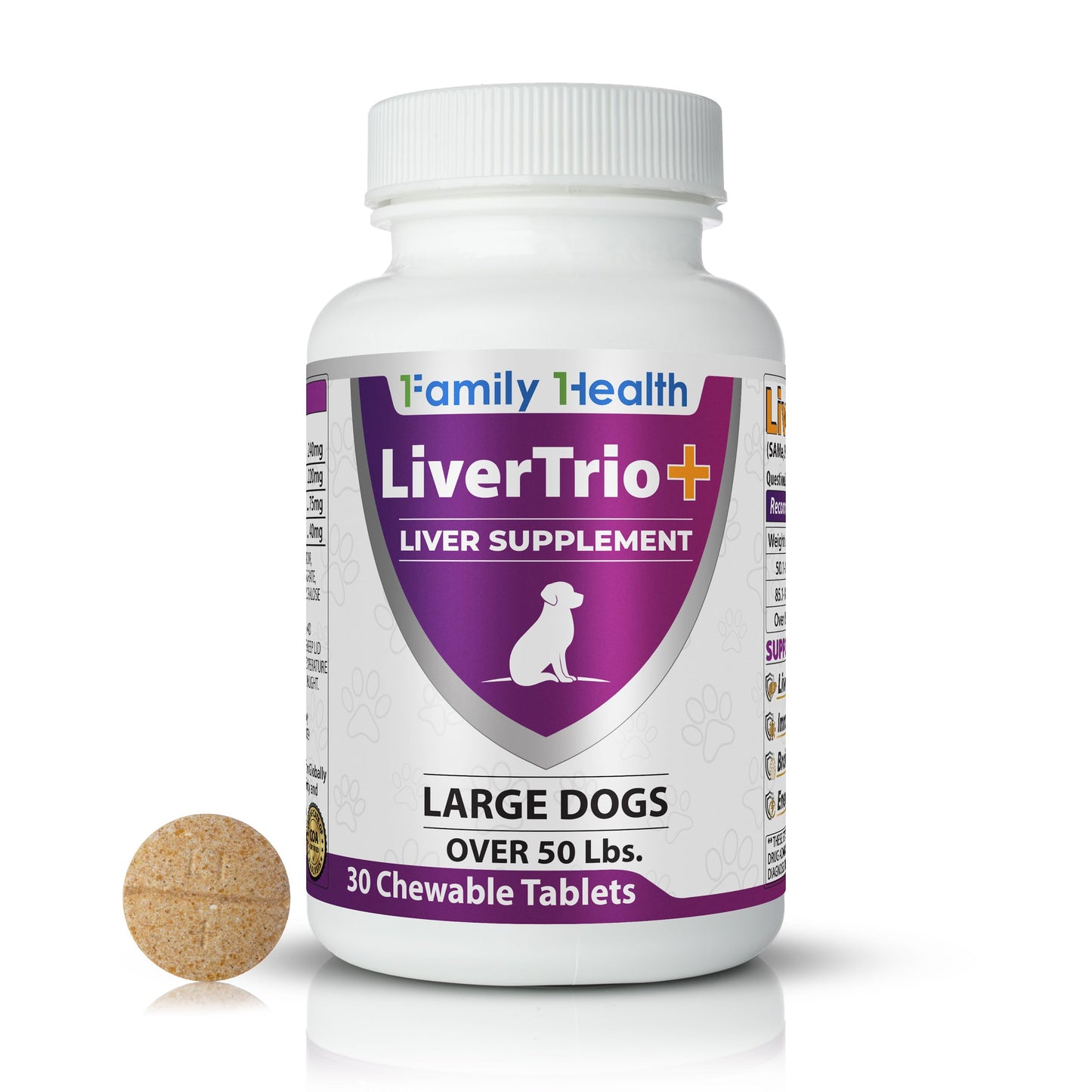 LiverTrio+ Comprehensive Liver Support Supplement for Large Dogs Tablets 30