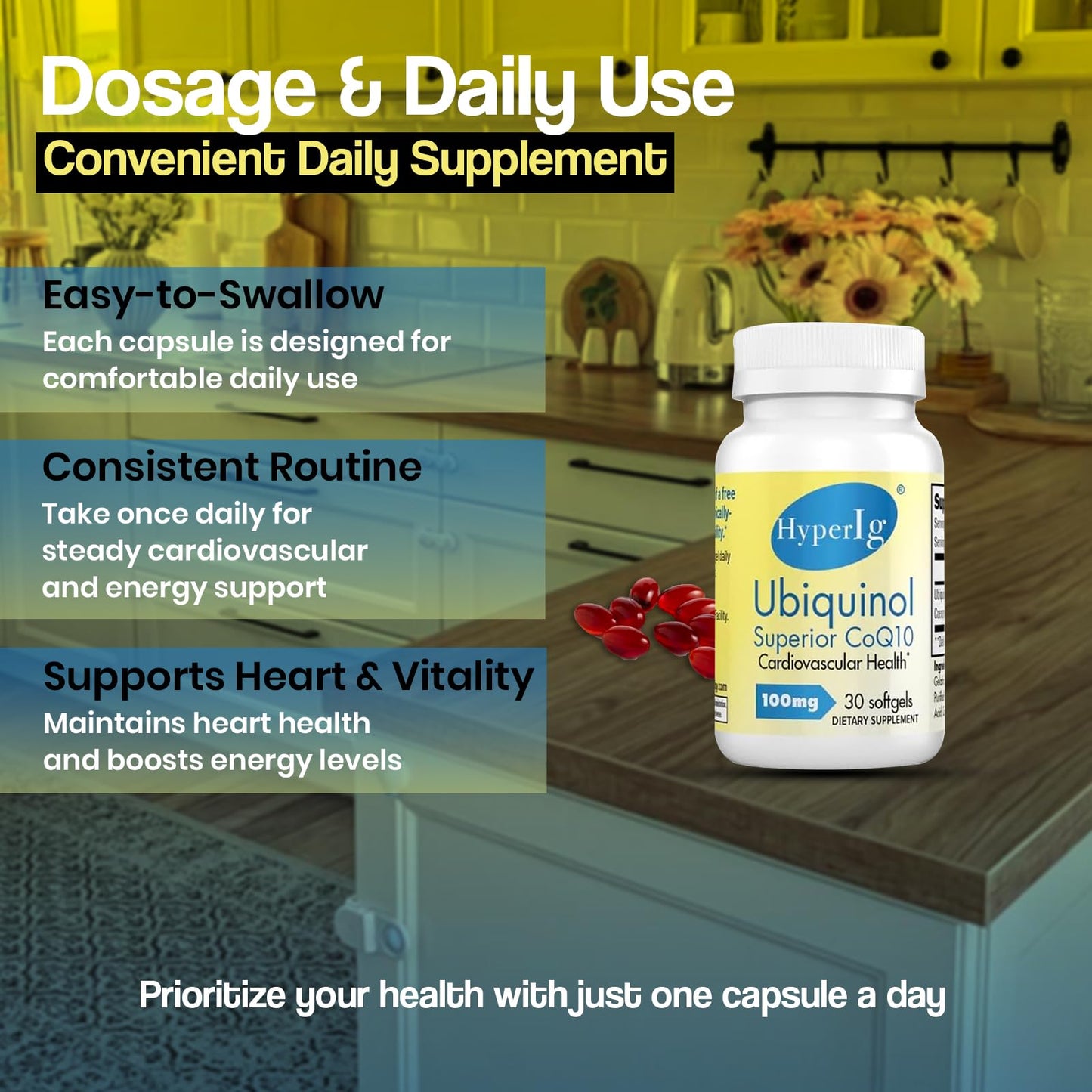 HYPERIG Ubiquinol CoQ10 100mg Softgel, 1 Count