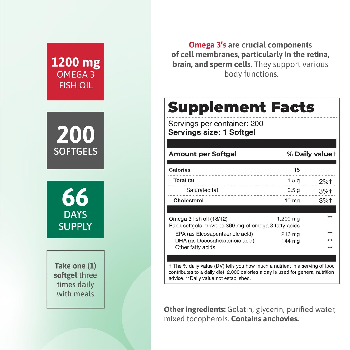 Nutra Nutrition Fish Oil 1200 mg Softgels 200 Count