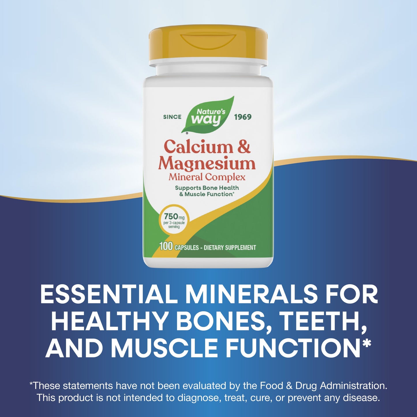 Nature's Way Calcium & Magnesium Mineral Complex Capsules, 100 Count