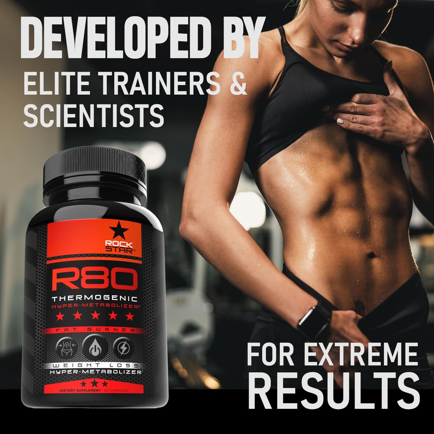 Rockstar R80 Extreme Thermogenic Hyper-Metabolizer Fat Burner Capsule, 60 Count