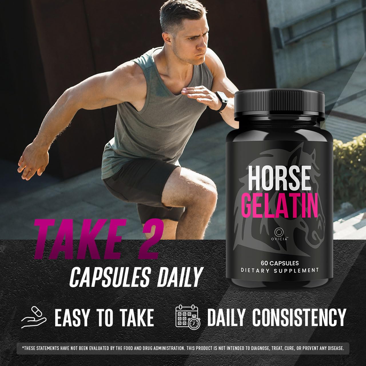 OVICIA Horse Gelatin Capsules, 180 Capsules