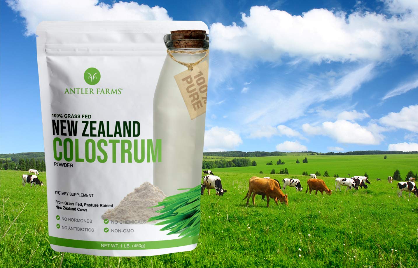 Antler Farms 100% Pure New Zealand Colostrum Powder, 16 oz
