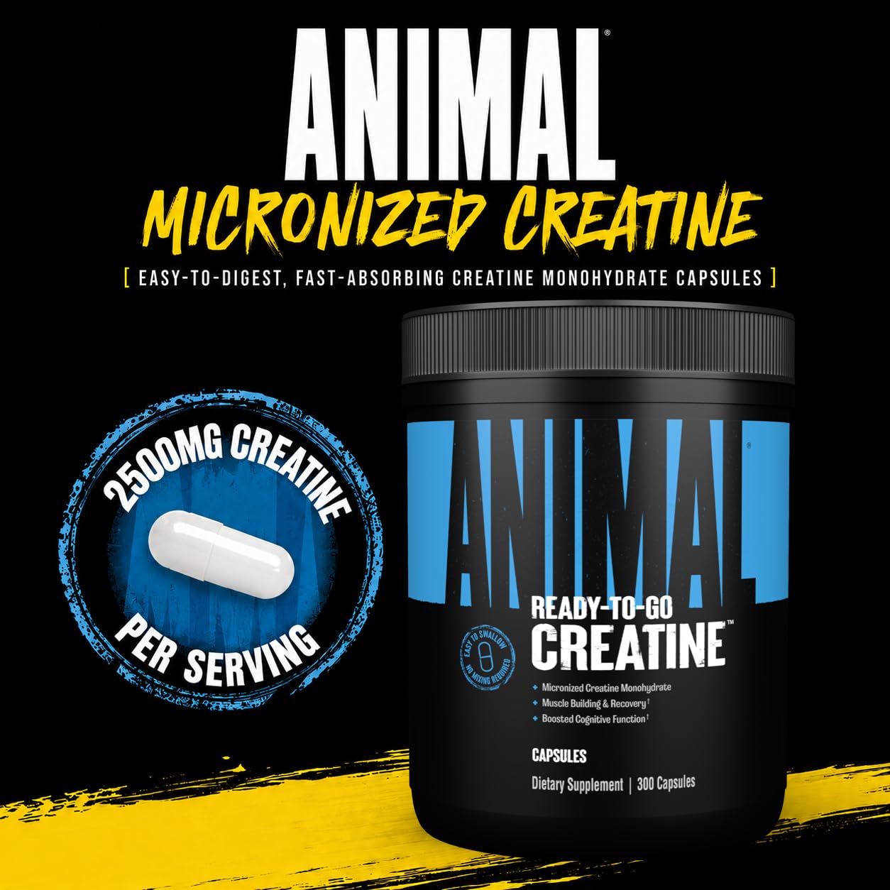 Animal Micronized Creatine Monohydrate Capsules, 300 Count