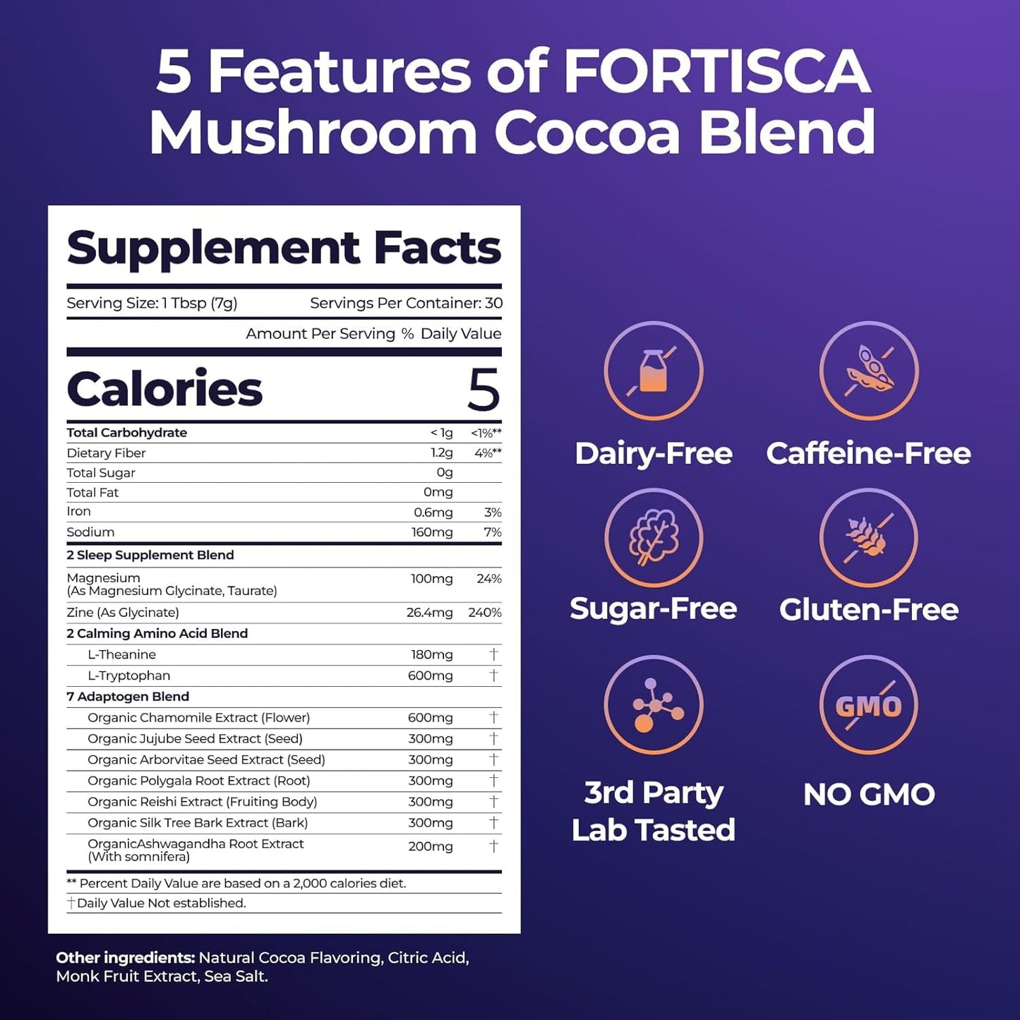 FORTISCA Mushroom Hot Cocoa Powder, 7.41 oz