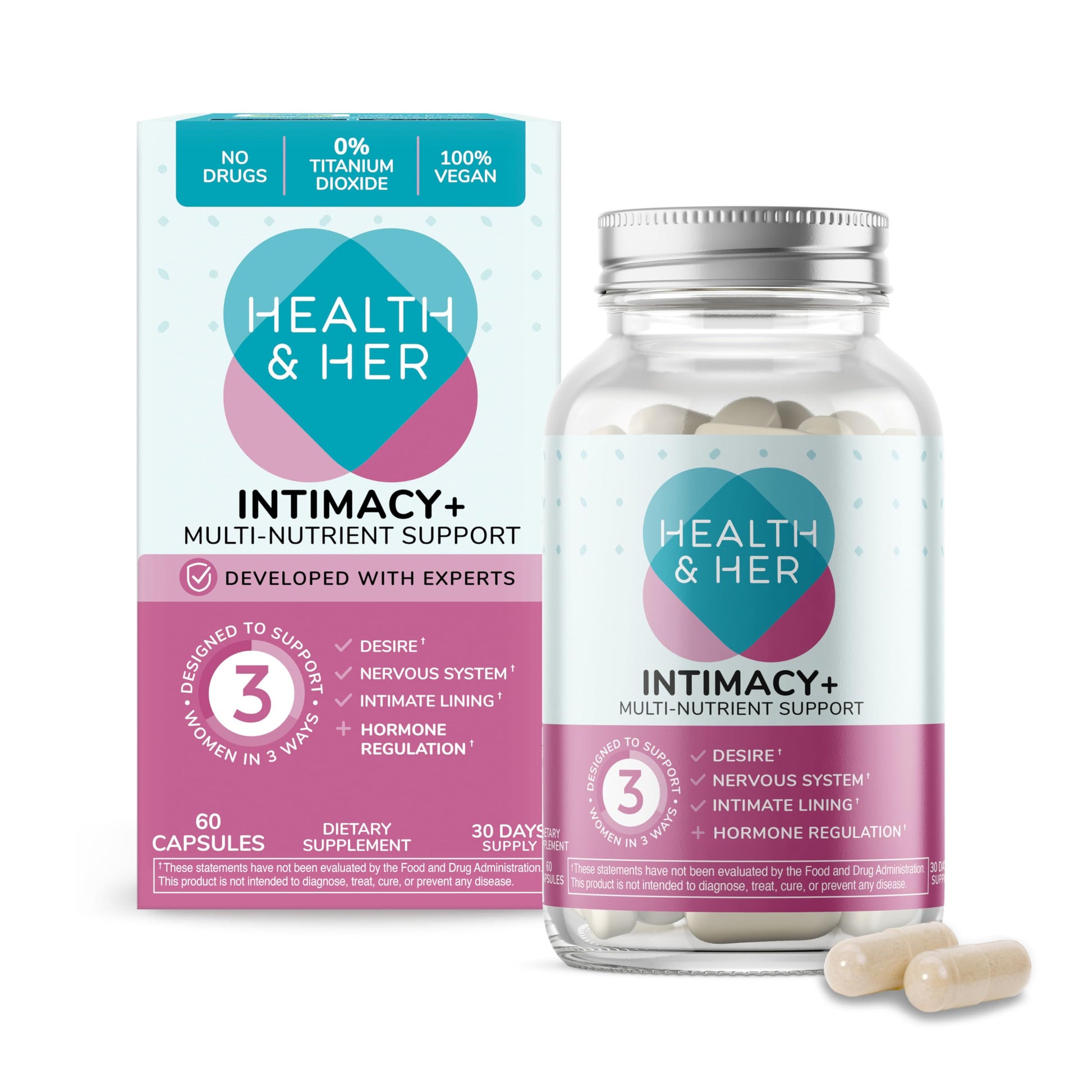 Health and Her Intimacy+ Multi-Nutrient Supplement Support for Women, Capsule, 60 Count