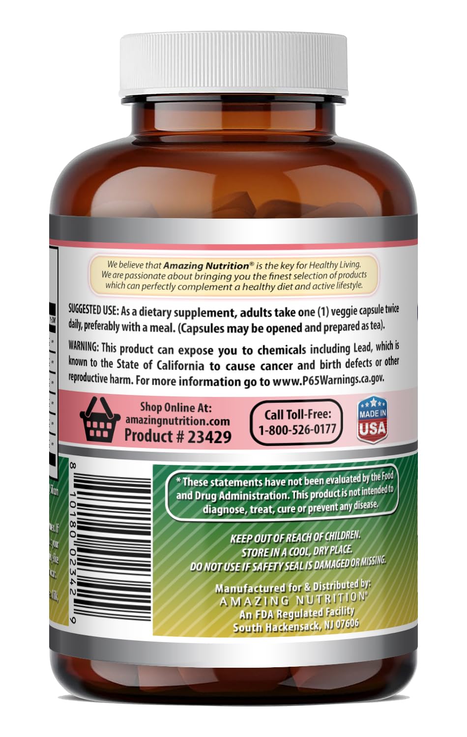 Amazing Nutrition Echinacea with Goldenseal Supplement Capsules 250 Count