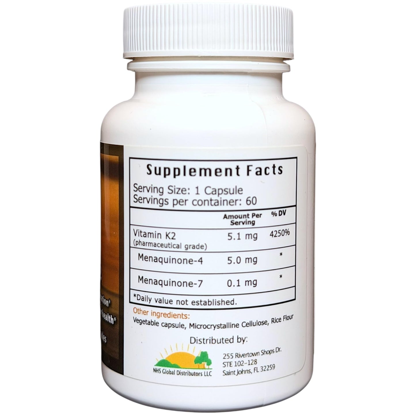 vK2 Vitamin Supplement MK-4 + MK-7 Capsule 60 Count