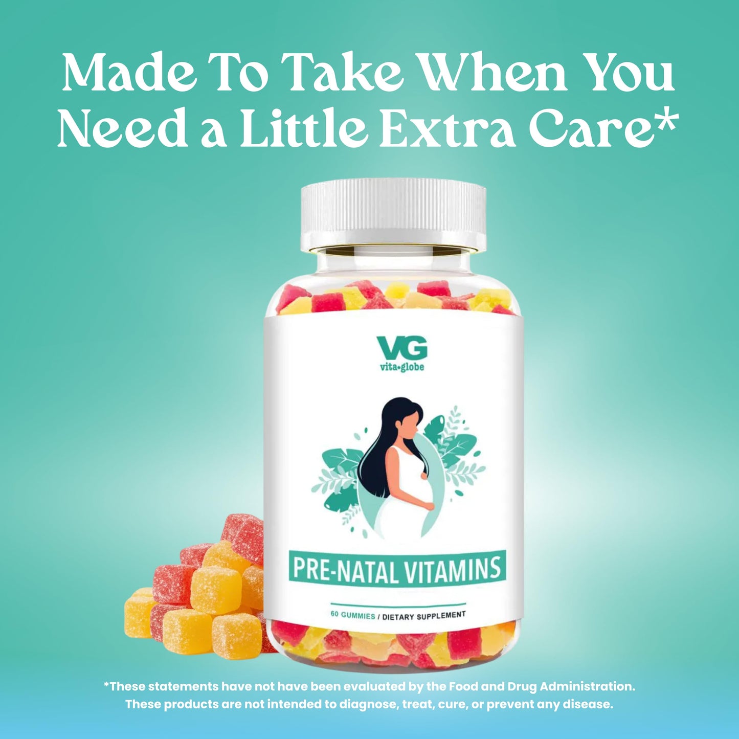 VITA GLOBE Prenatal Fish Oil Gummy Vitamins - 60 Count