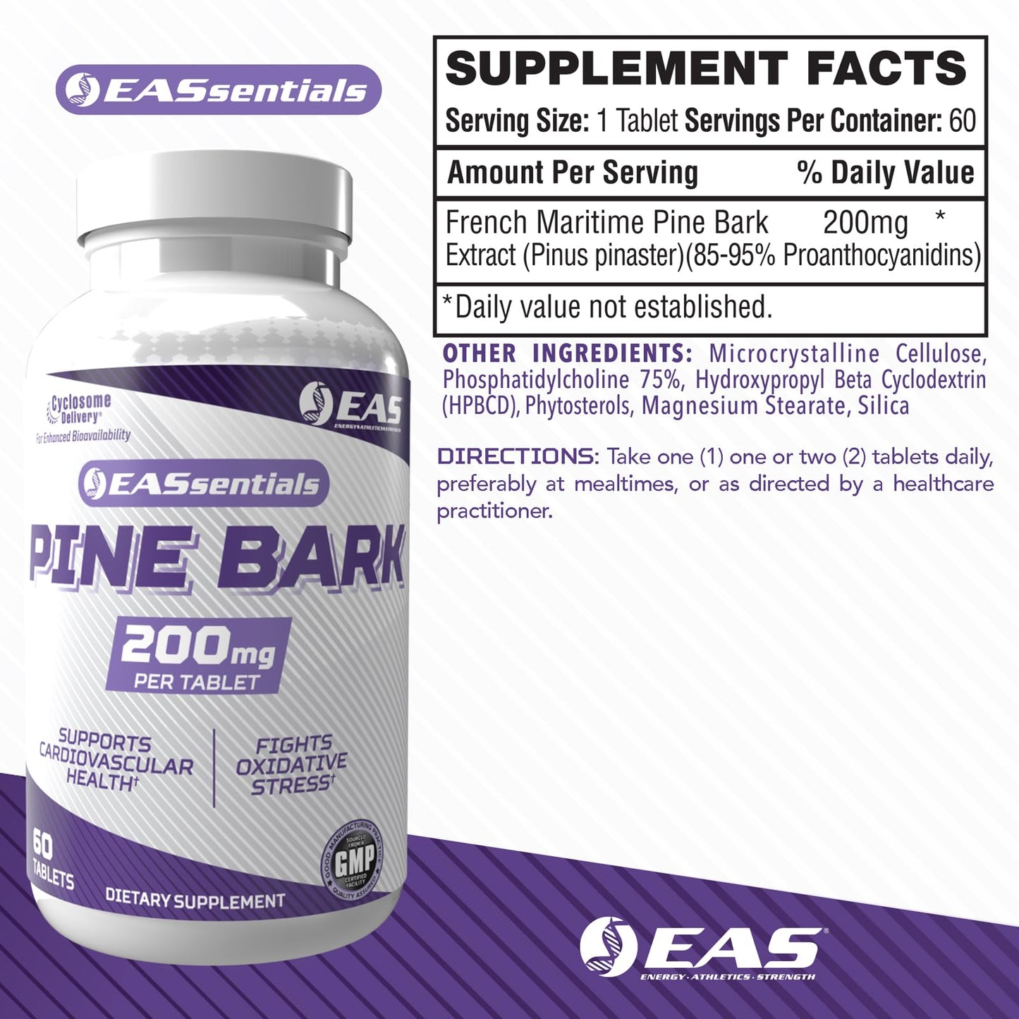 Experimental and Applied Sciences Pine Bark 200mg Tablet, 60 Tablets