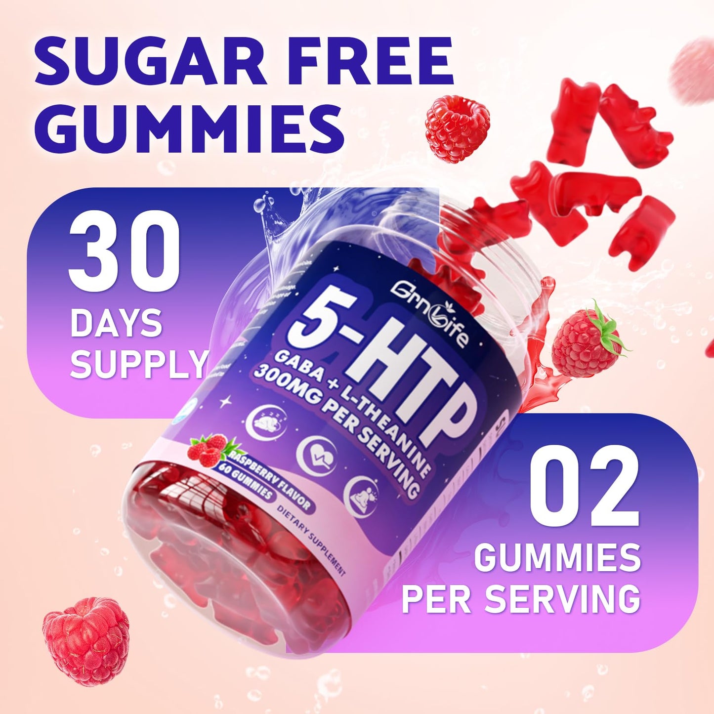 GrnLife 300mg 5-HTP Gummies, 60 Count