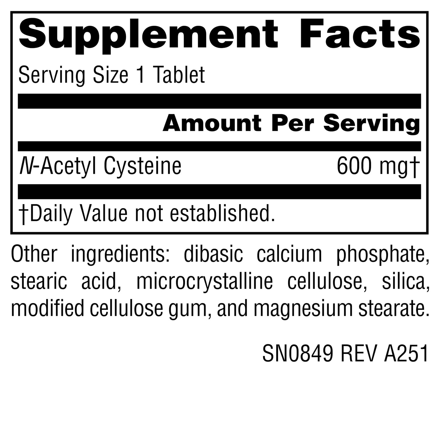 Source Naturals N-Acetyl Cysteine 600 mg Antioxidant Support Dietary Supplement Tablets - 30 Tablets
