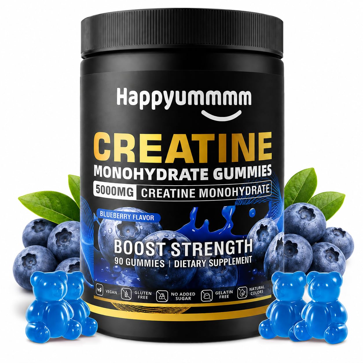 Happyummmm nutrition Creatine Monohydrate Gummies, 90 Gummies