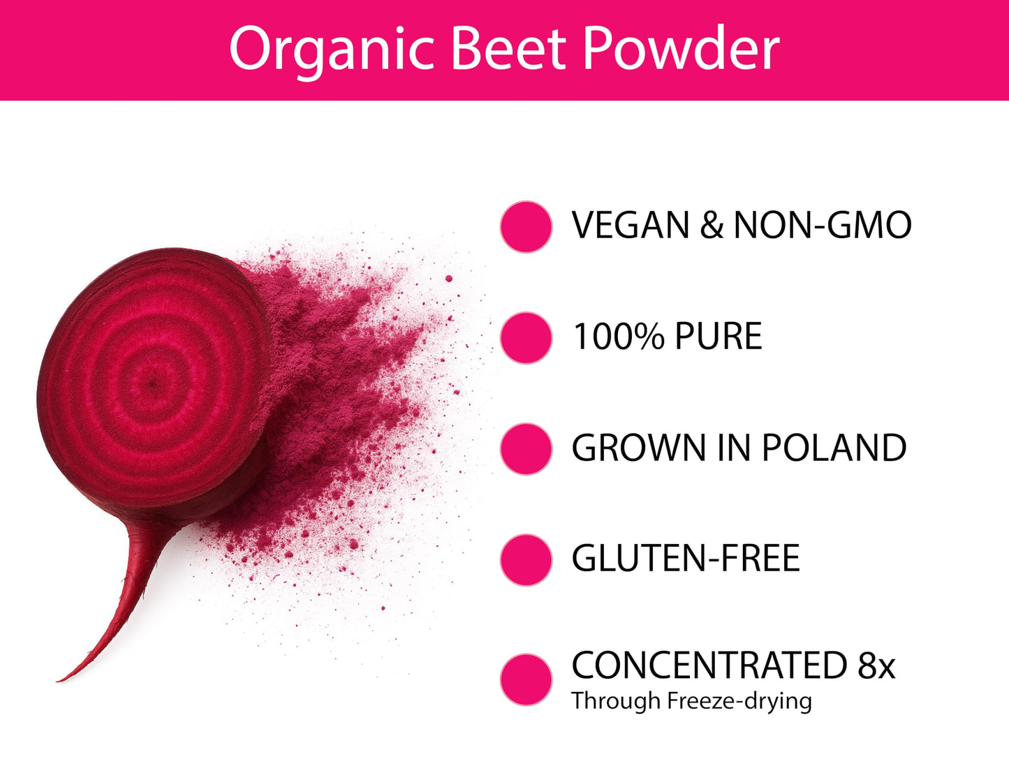 KOYAH Organic Beet Powder, Freeze-Dried, 5.64 Ounces