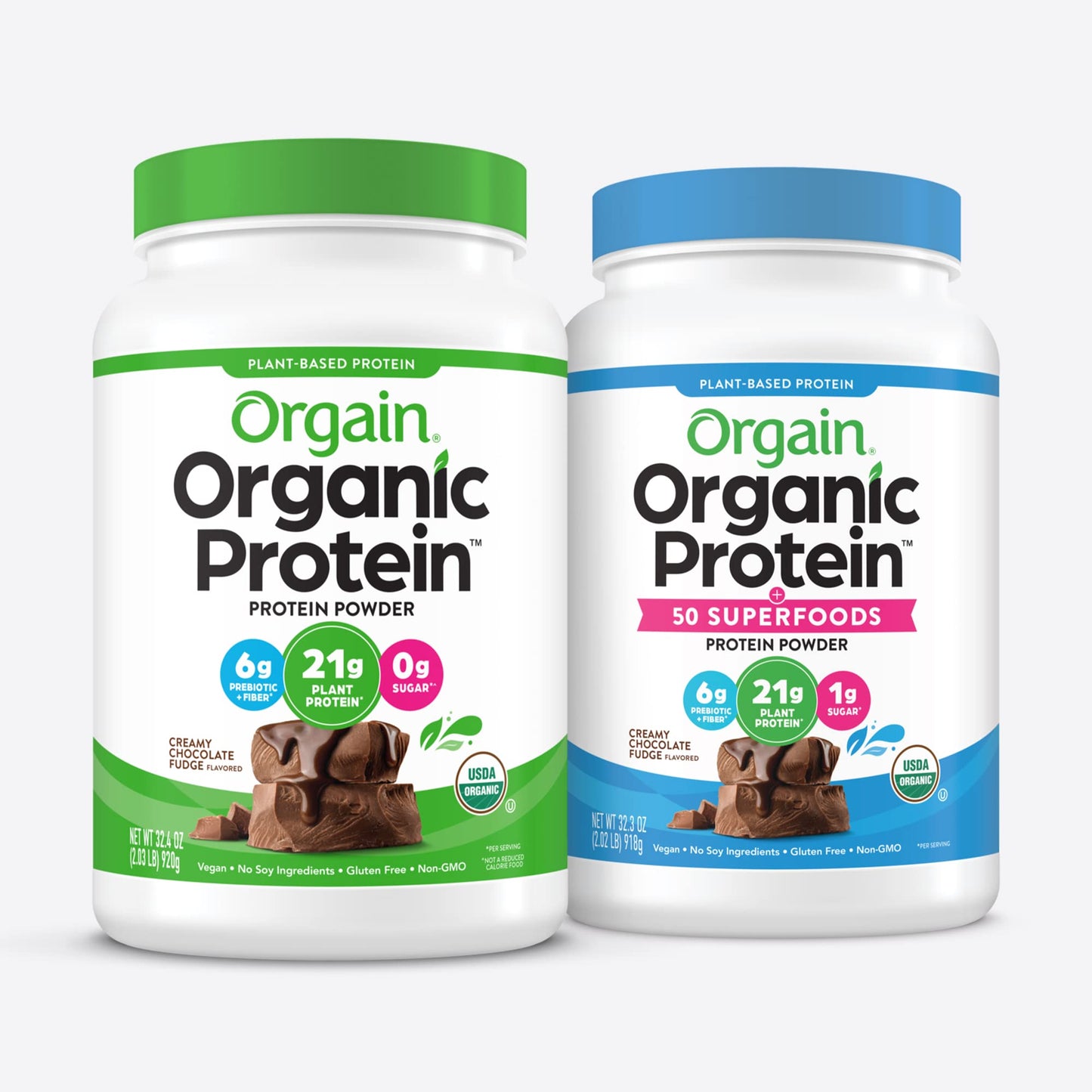 Orgain Organic Protein + Superfoods Powder and Organic Vegan Protein Powder Bundle, Powder, 64.8 oz