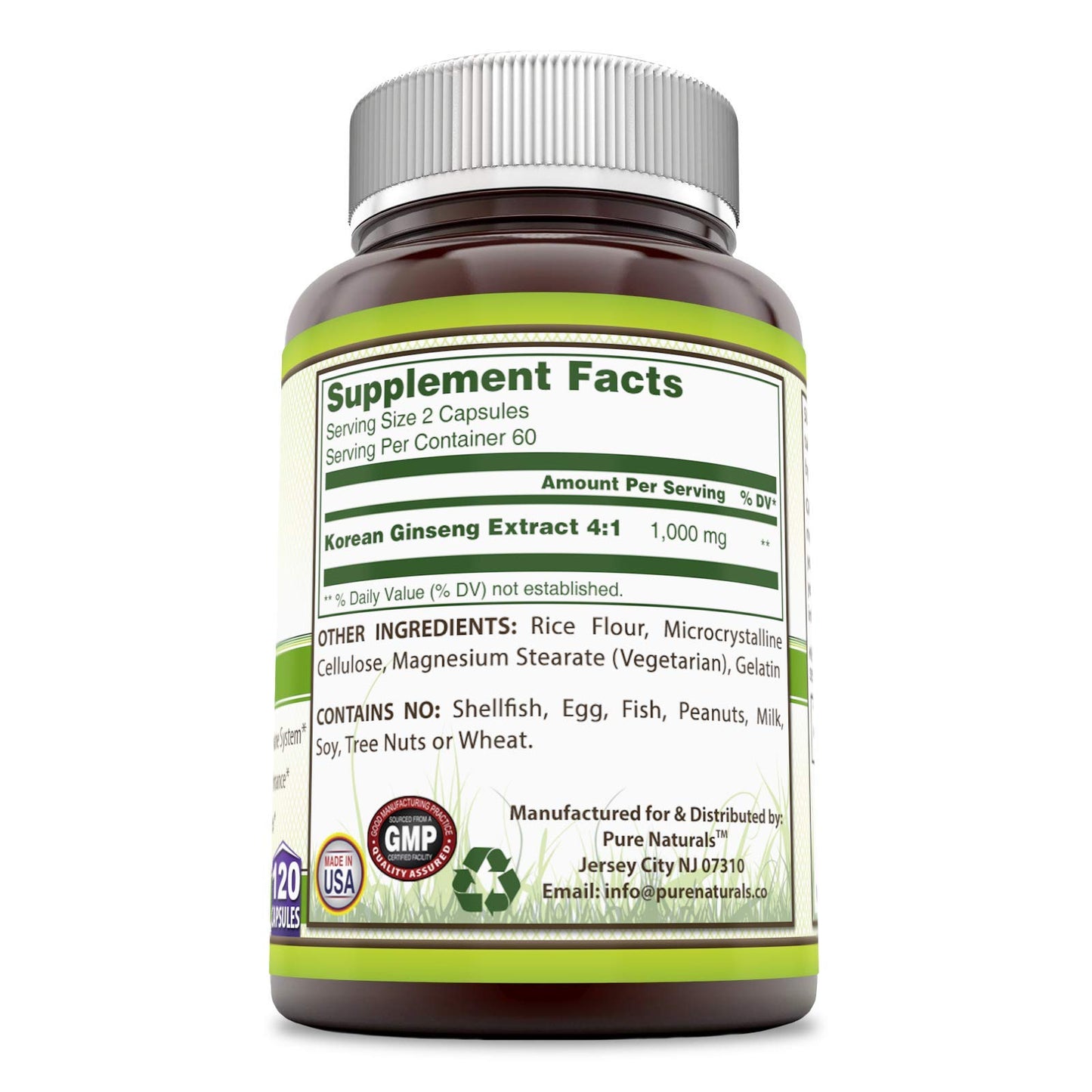 Pure Naturals Ginseng Complex Capsules, 120 Capsules Per Bottle