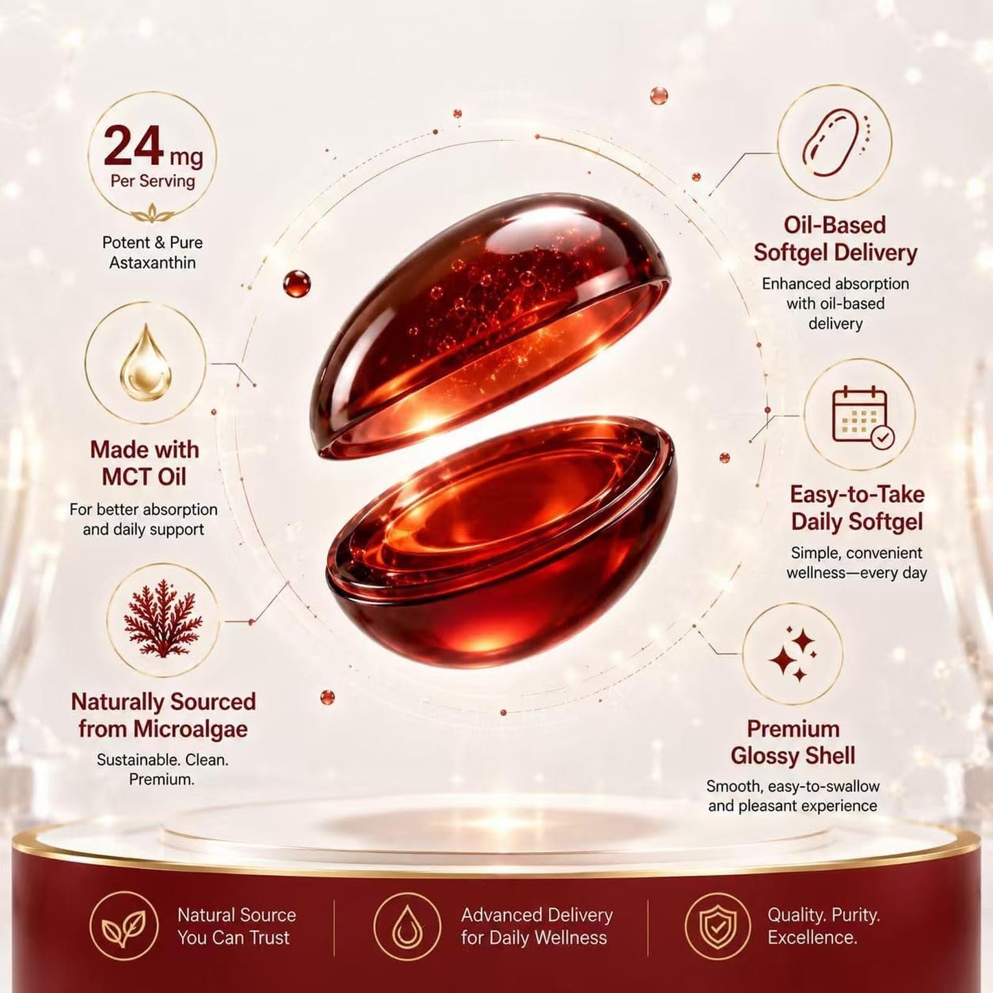 Elvtafu Astaxanthin 24mg Softgel with Zeaxanthin & Lutein, 16-in-1 Antioxidant Complex, 180 Count
