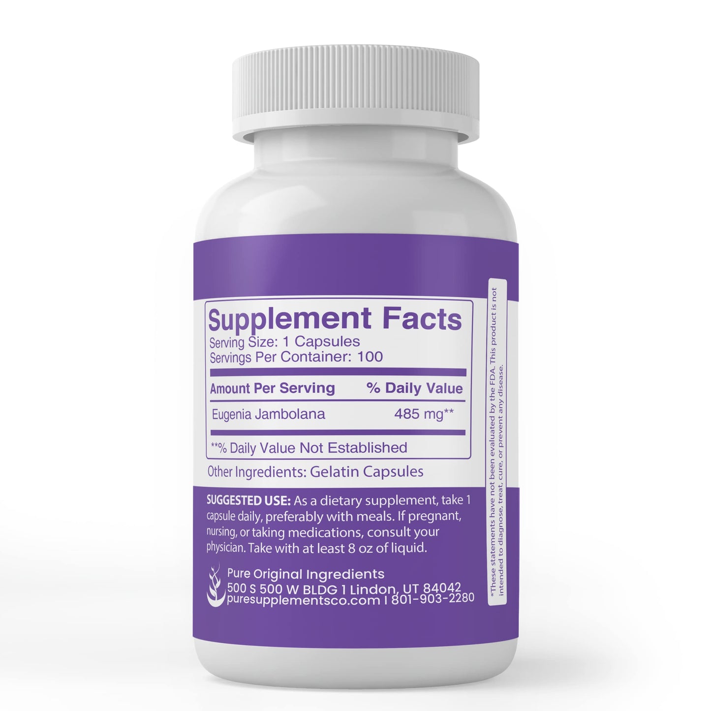 PURE ORIGINAL INGREDIENTS Jamun Seed Capsules 100 Capsules