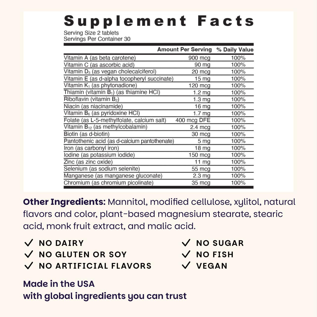 EZ Melts Multivitamin + Iron 60 Tablets