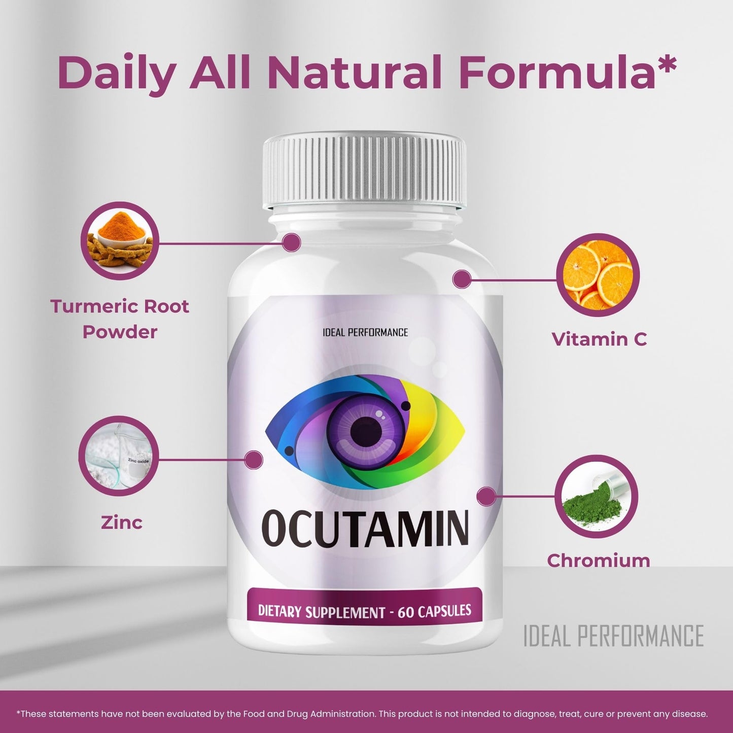 IDEAL PERFORMANCE Ocutamin Vision Pills Supplement Capsules, 120 Capsules
