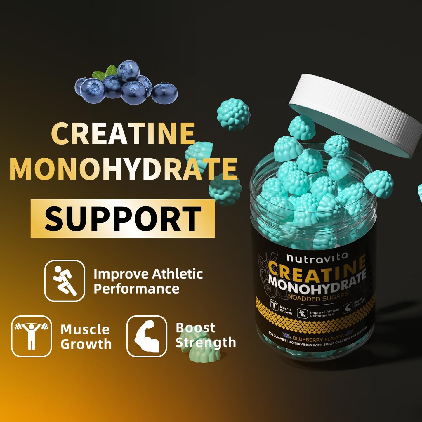 Nutravita Creatine Monohydrate Gummies 120 Count