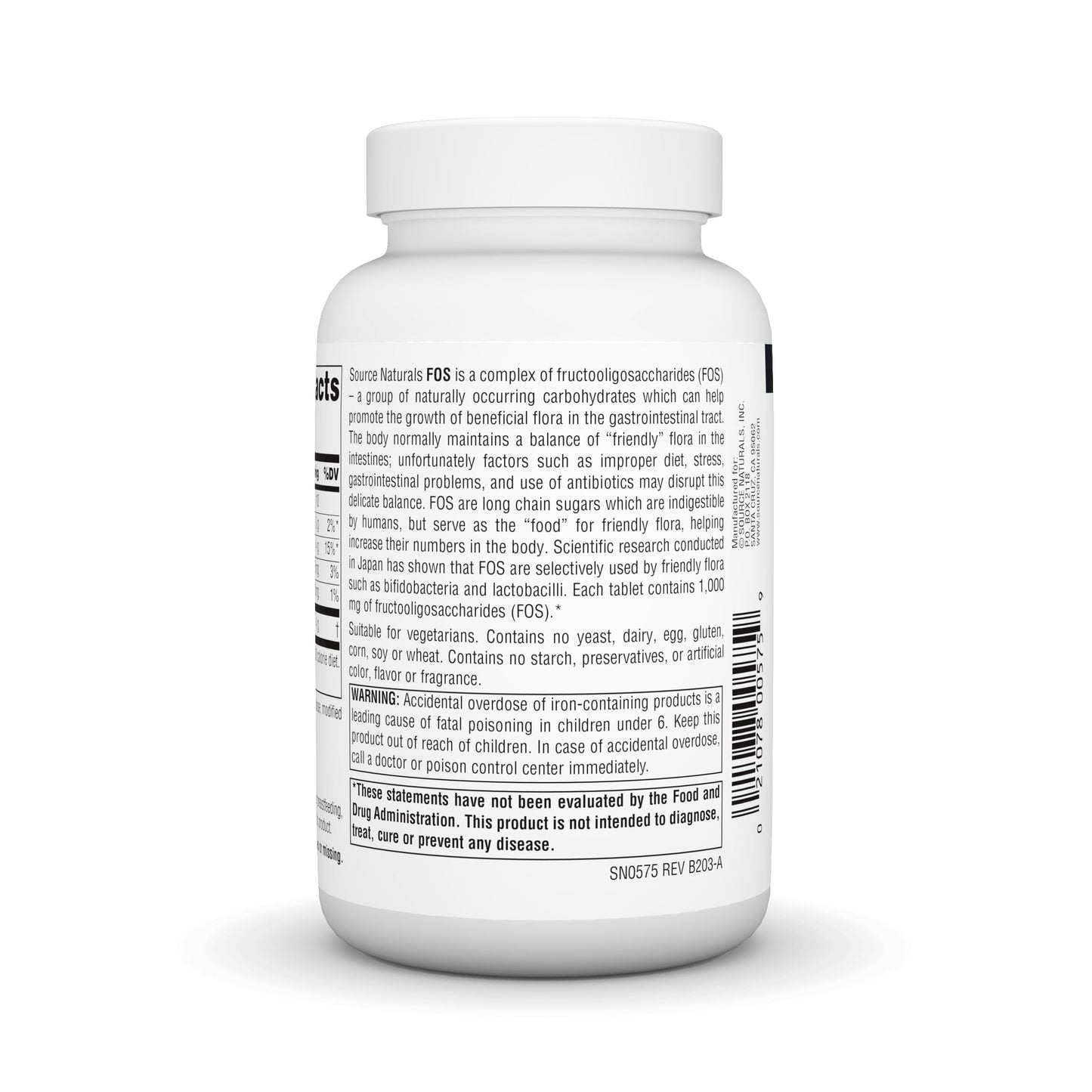 Source Naturals FOS 1000 mg Fructooligosaccharides Probiotic Enhancer 100 Softgels