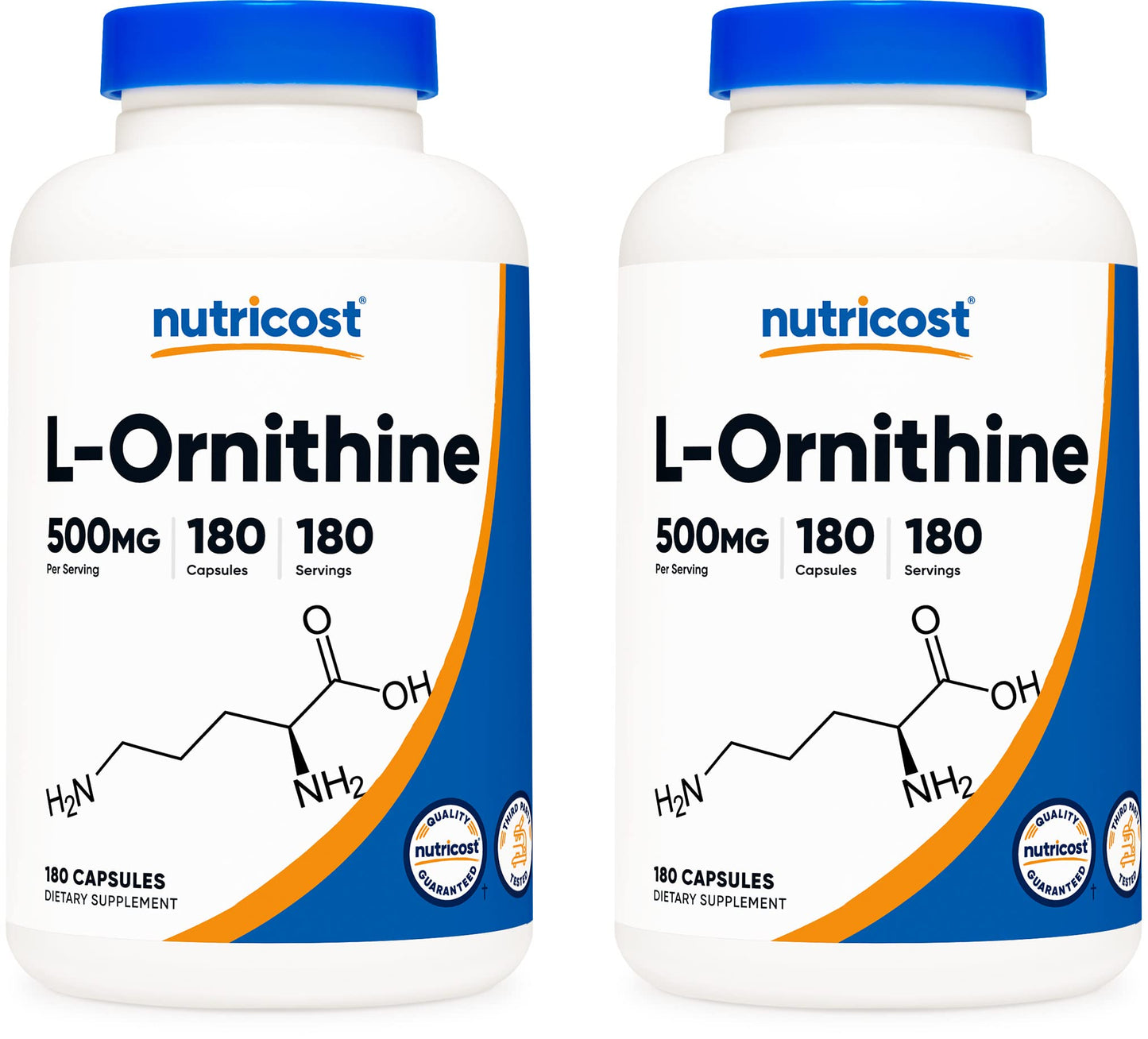 Nutricost L-Ornithine 500mg Capsules, 2 Bottles