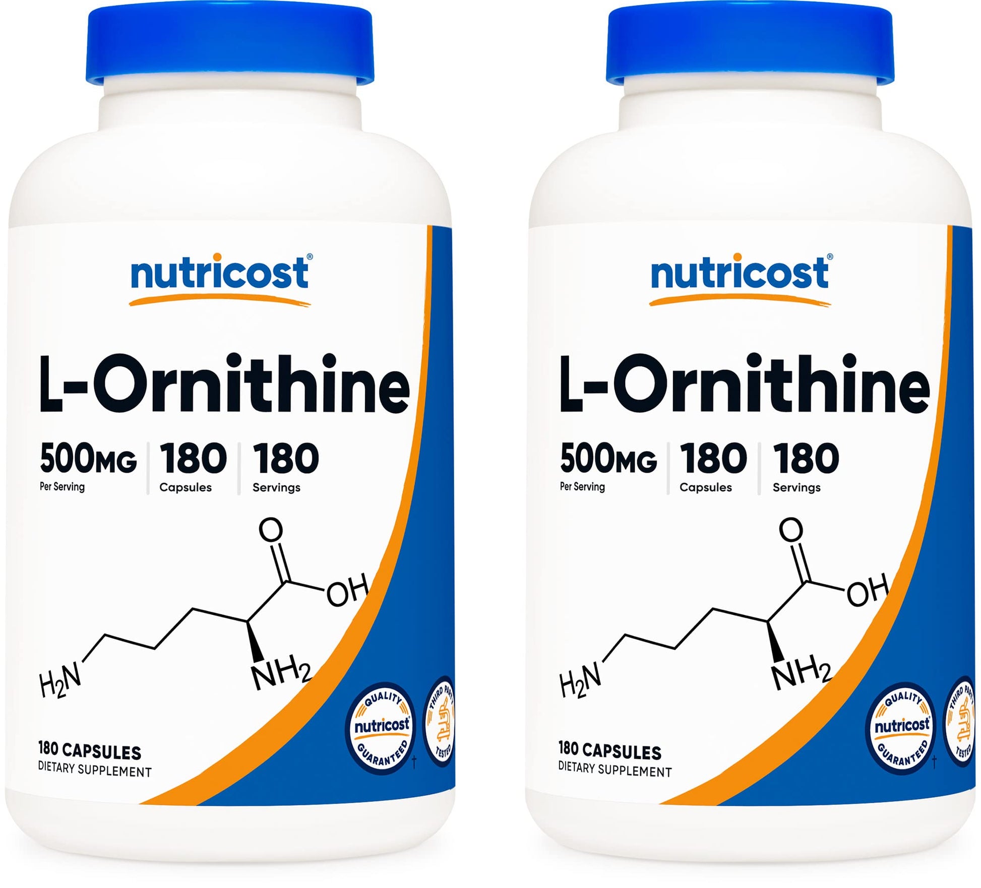 Nutricost L-Ornithine 500mg Capsules, 2 Bottles
