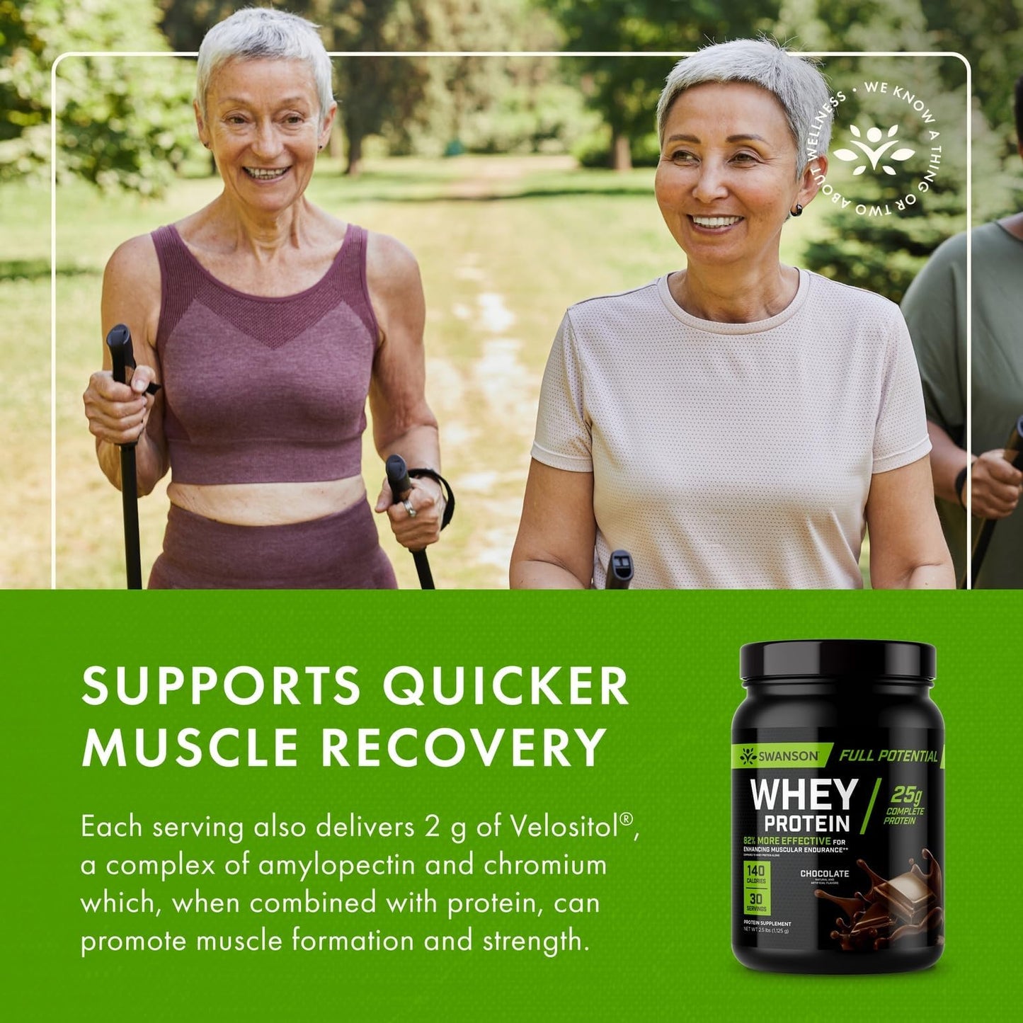 Swanson Full Potential Whey Protein with Velositol Powder, Chocolate, 40 Servings