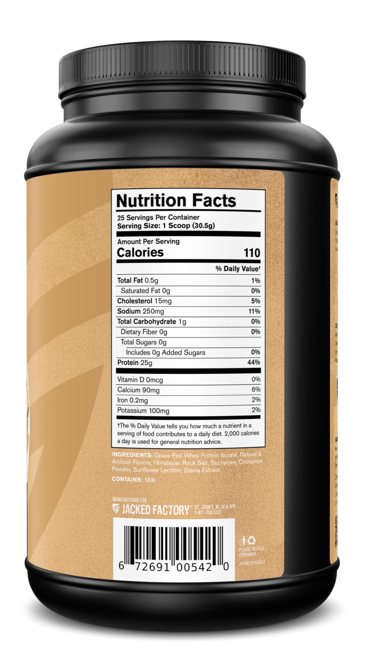 Jacked Factory Authentic ISO Grass Fed Whey Protein Isolate Powder - Low Carb, Non-GMO Muscle Building Protein with No Fillers, Post Workout Recovery, Cinnamon Cereal Splash, 25 Servings