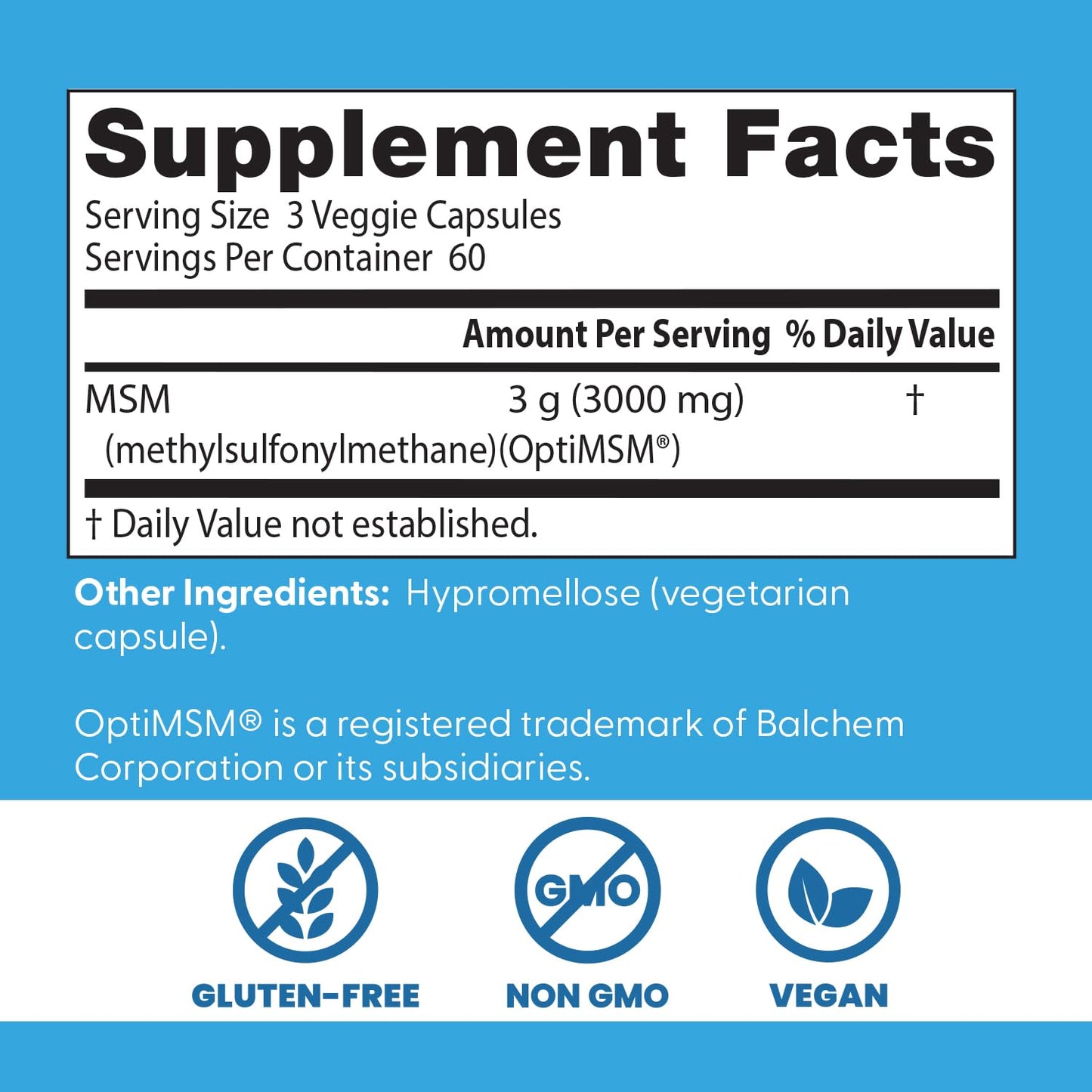 Doctor's Best MSM Supplement Capsules, 180 Count