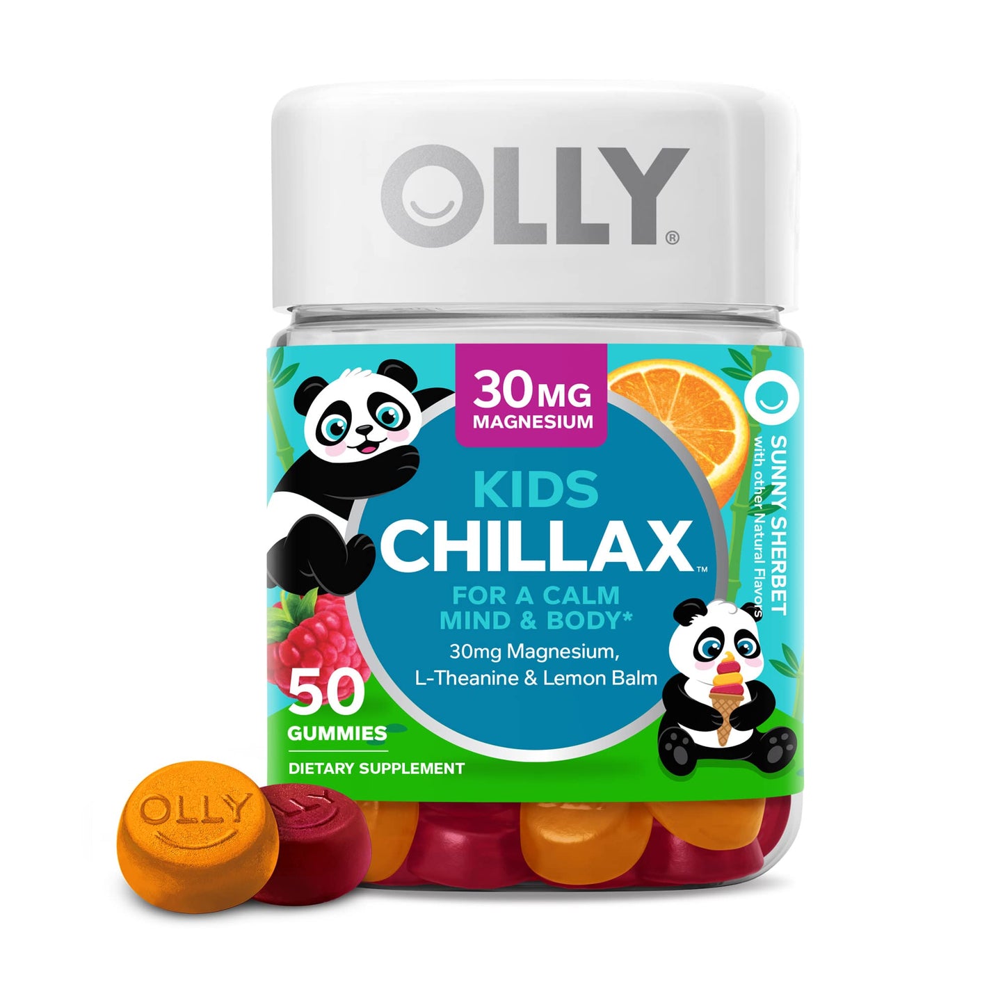 OLLY Kids Chillax Magnesium Gummies Plus L-Theanine, Vitamin D, Lemon Balm & Saffron, 60 Count