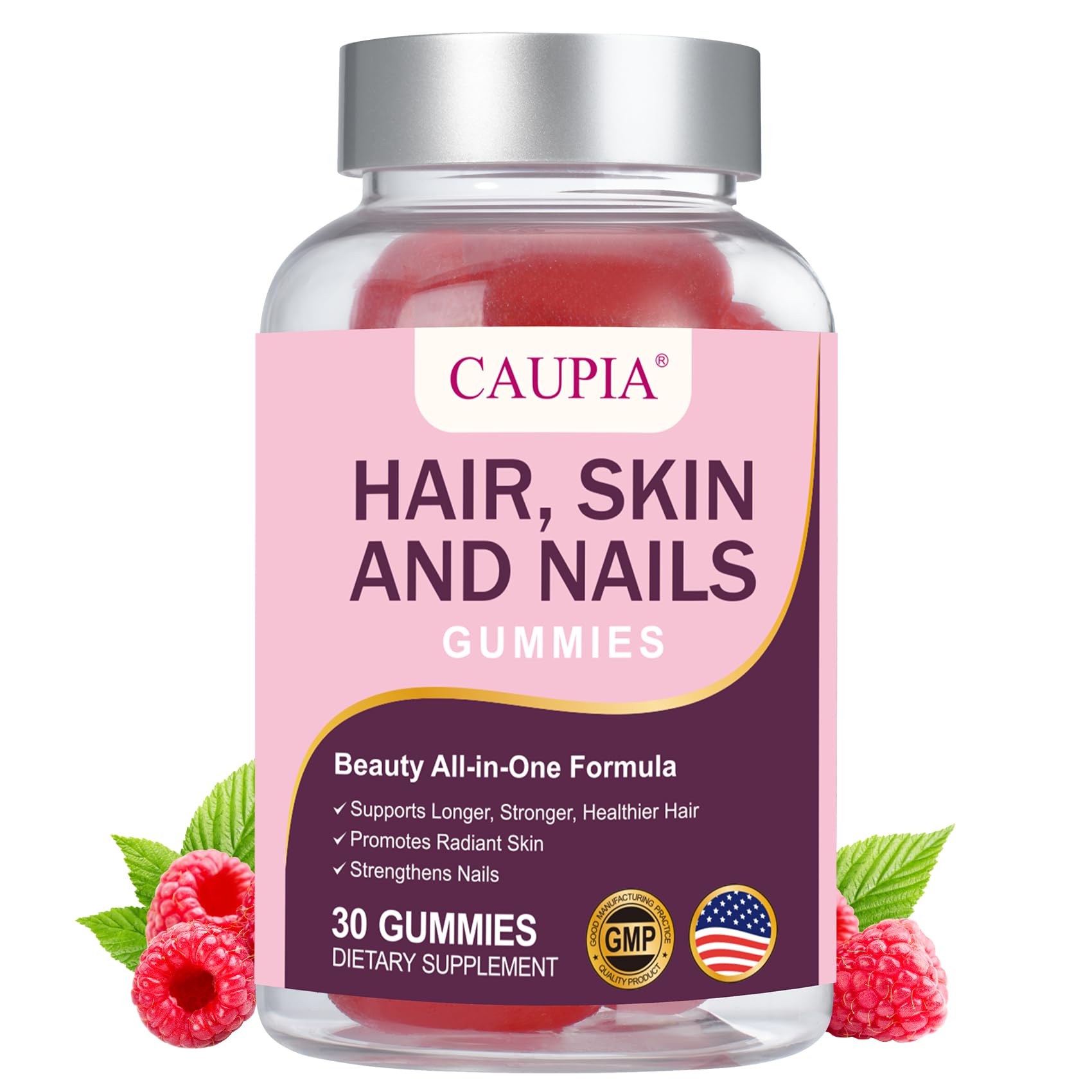 CAUPIA Hair Skin and Nails All-in-One Advanced Formula Supports Hair Growth - Skin Health & Nail Strength Capsules 30