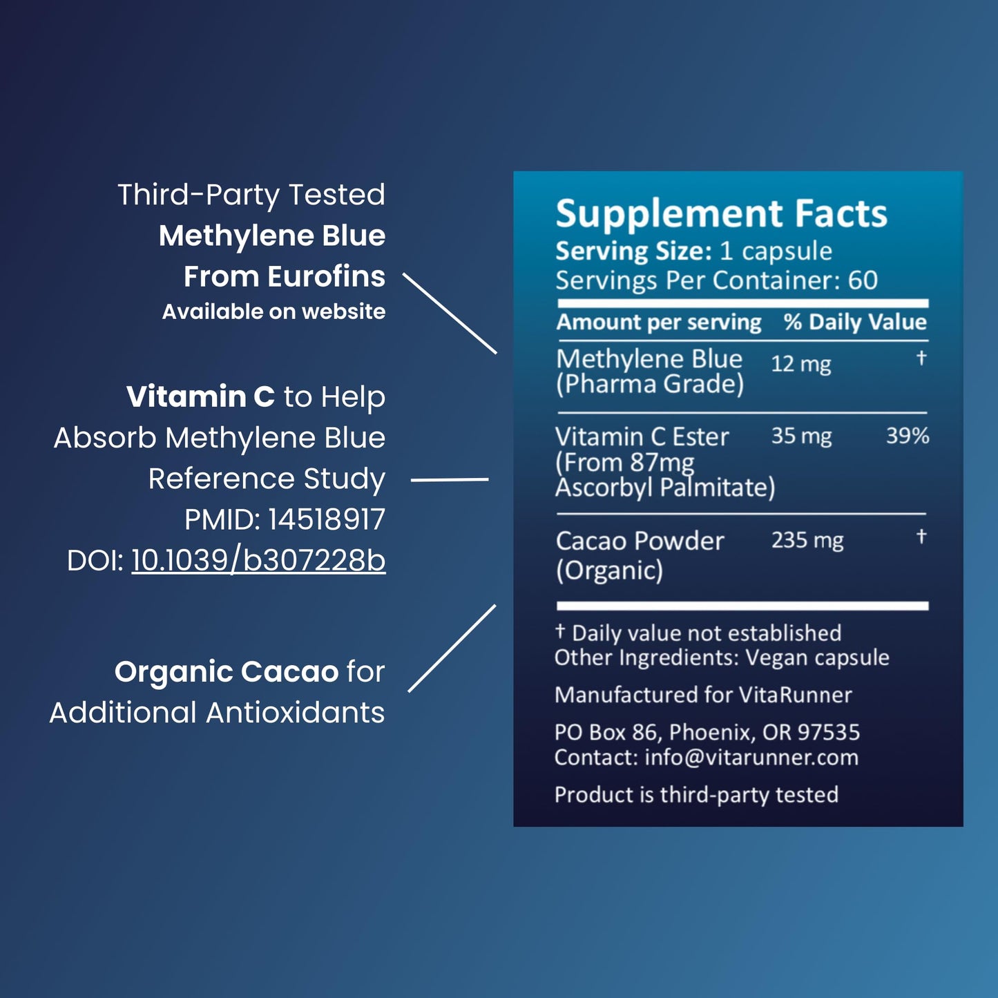 Nutricel Supplements Methylene Blue Capsules 60 Count