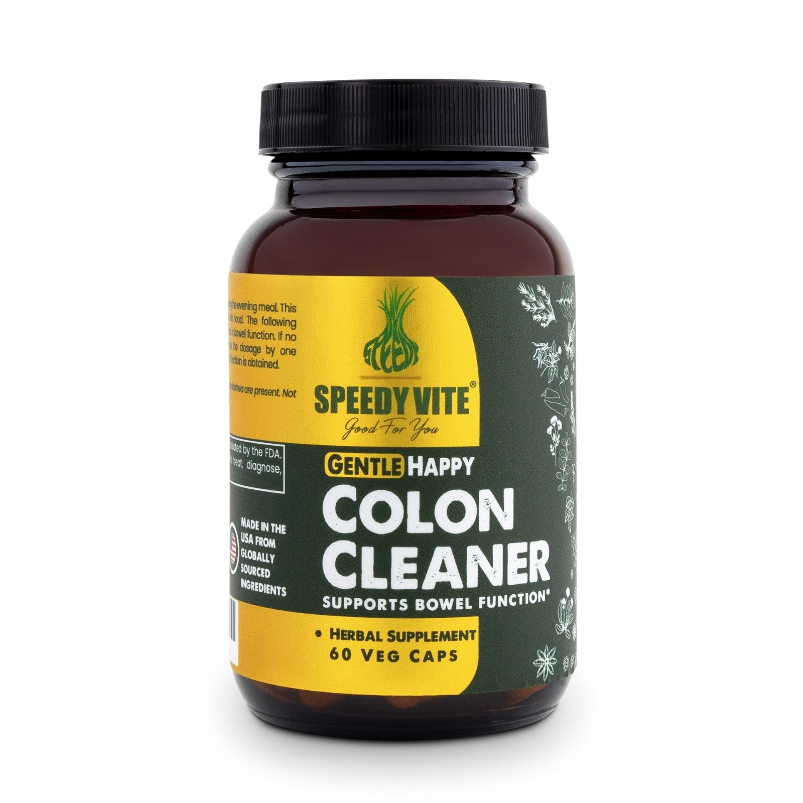 SpeedyVite Happy Colon Gentle Support for Bowel Function Capsules, 60 Count