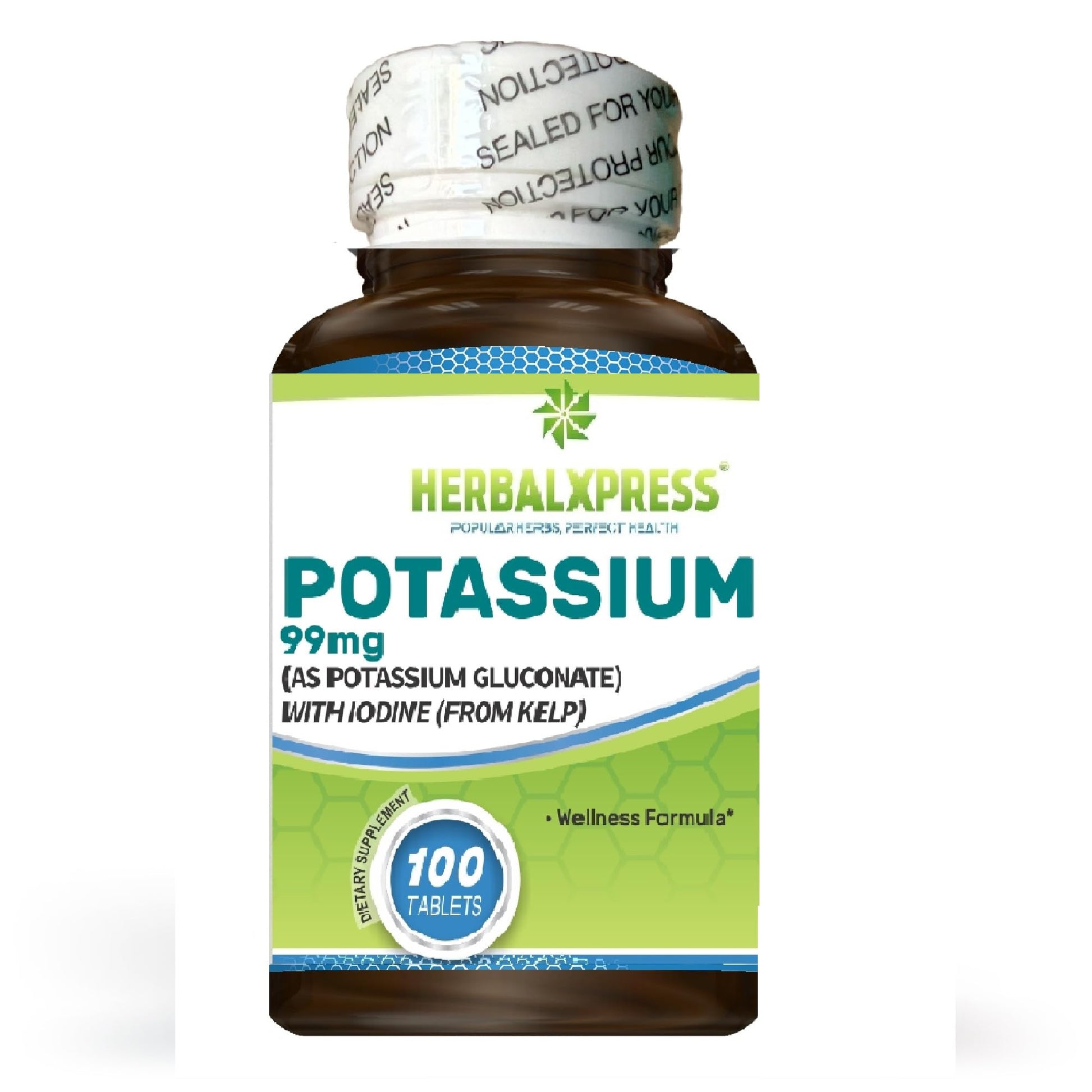 HerbalXpress LLC Potassium Wellness Formula 99mg 100 Tablets