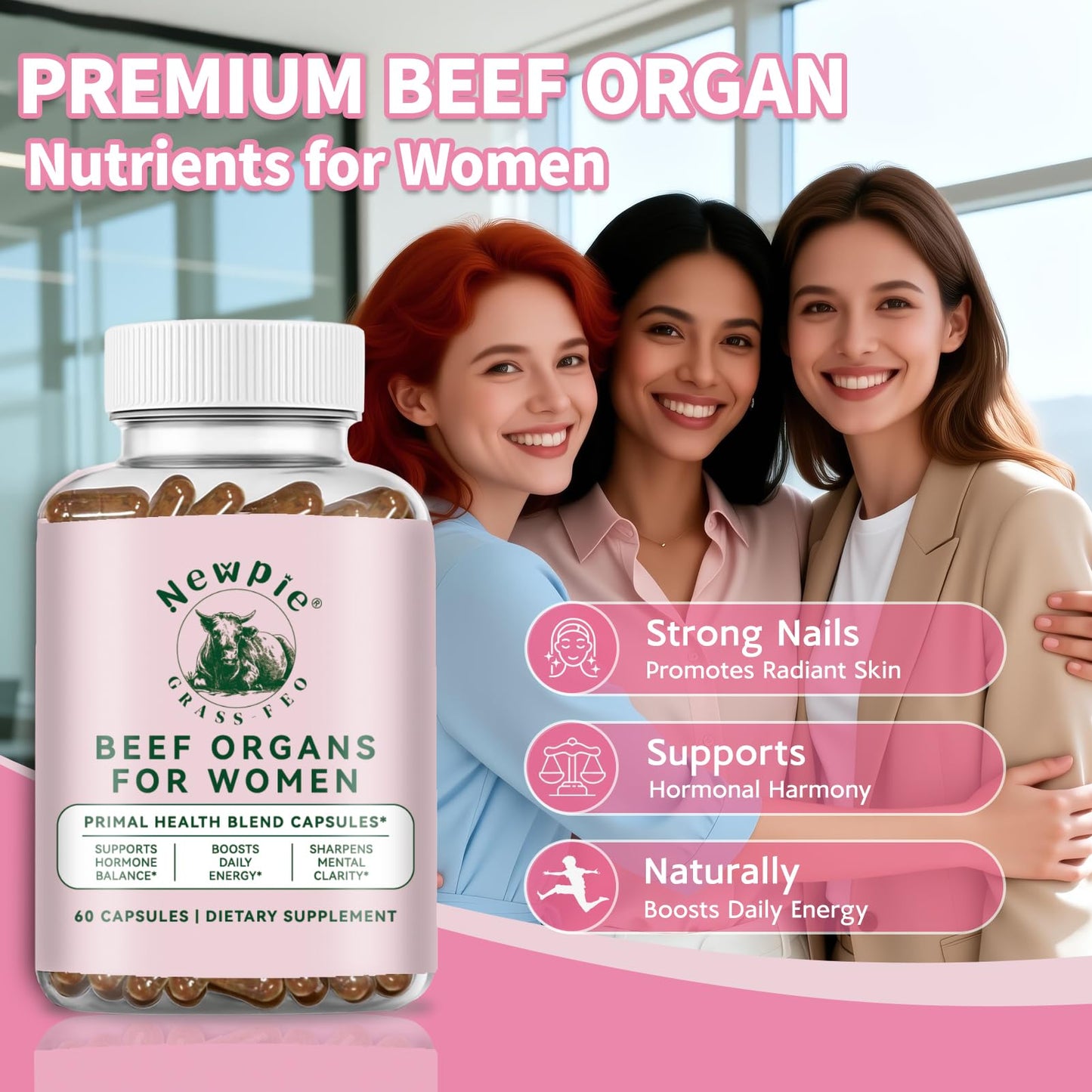 Newpie Grass Fed Beef Liver Capsules 60 Capsules