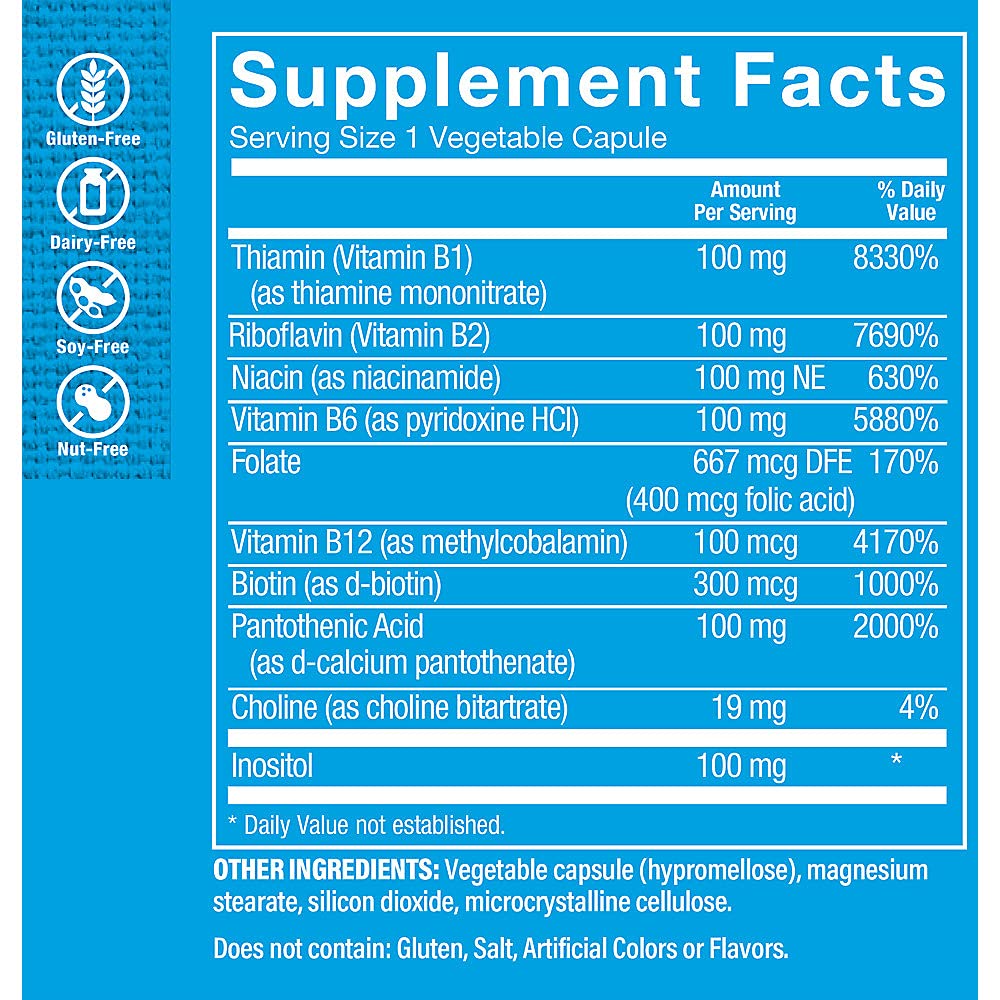 The Vitamin Shoppe B-Complex 100 - Complete B Vitamin Formula Vegetarian Capsules 300