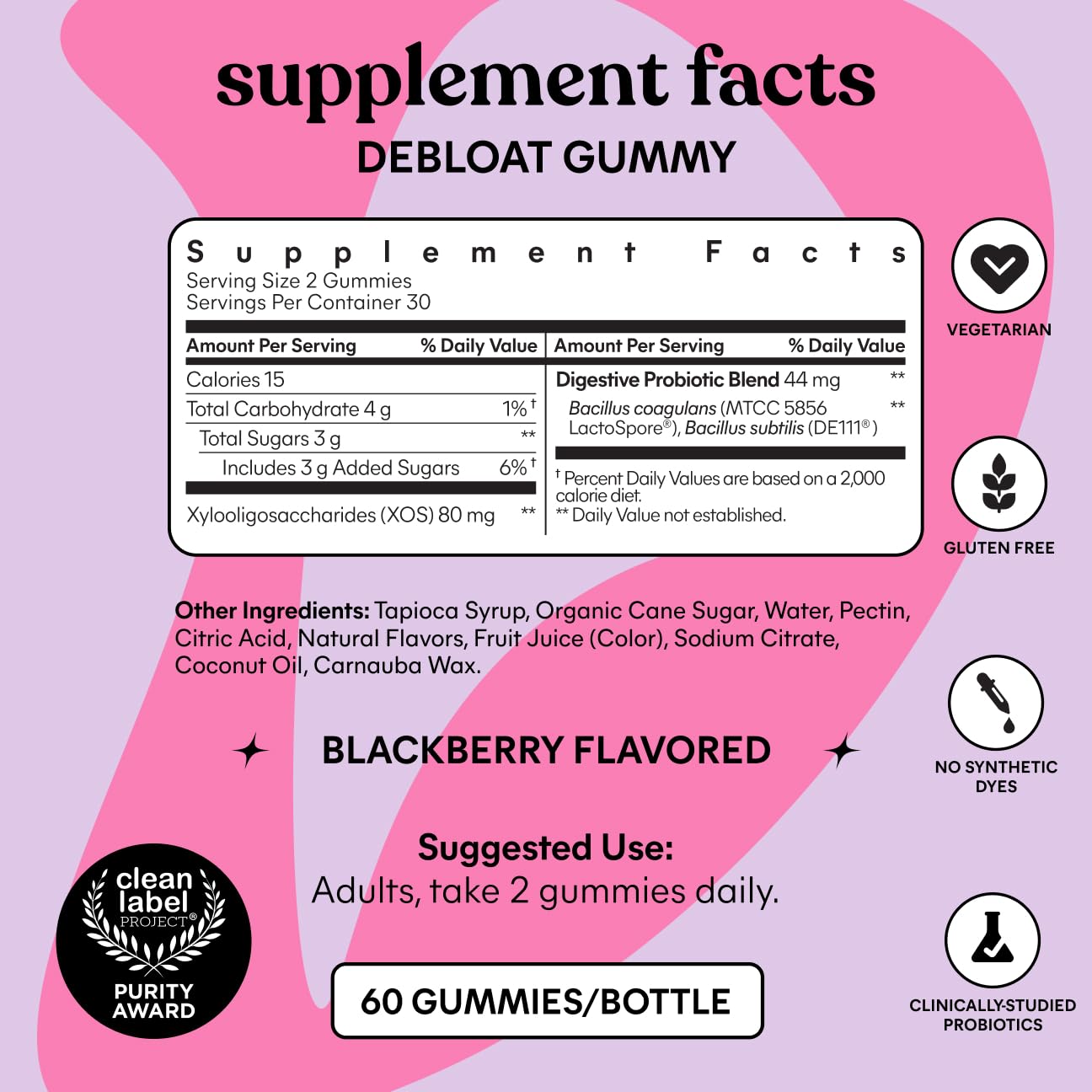 Lemme Debloat Digestive & Gut Health Gummies - 60 Count