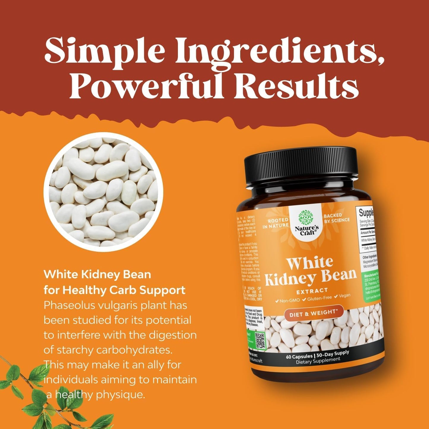 Natures Craft White Kidney Bean Extract Carb Blocker 60 Capsules