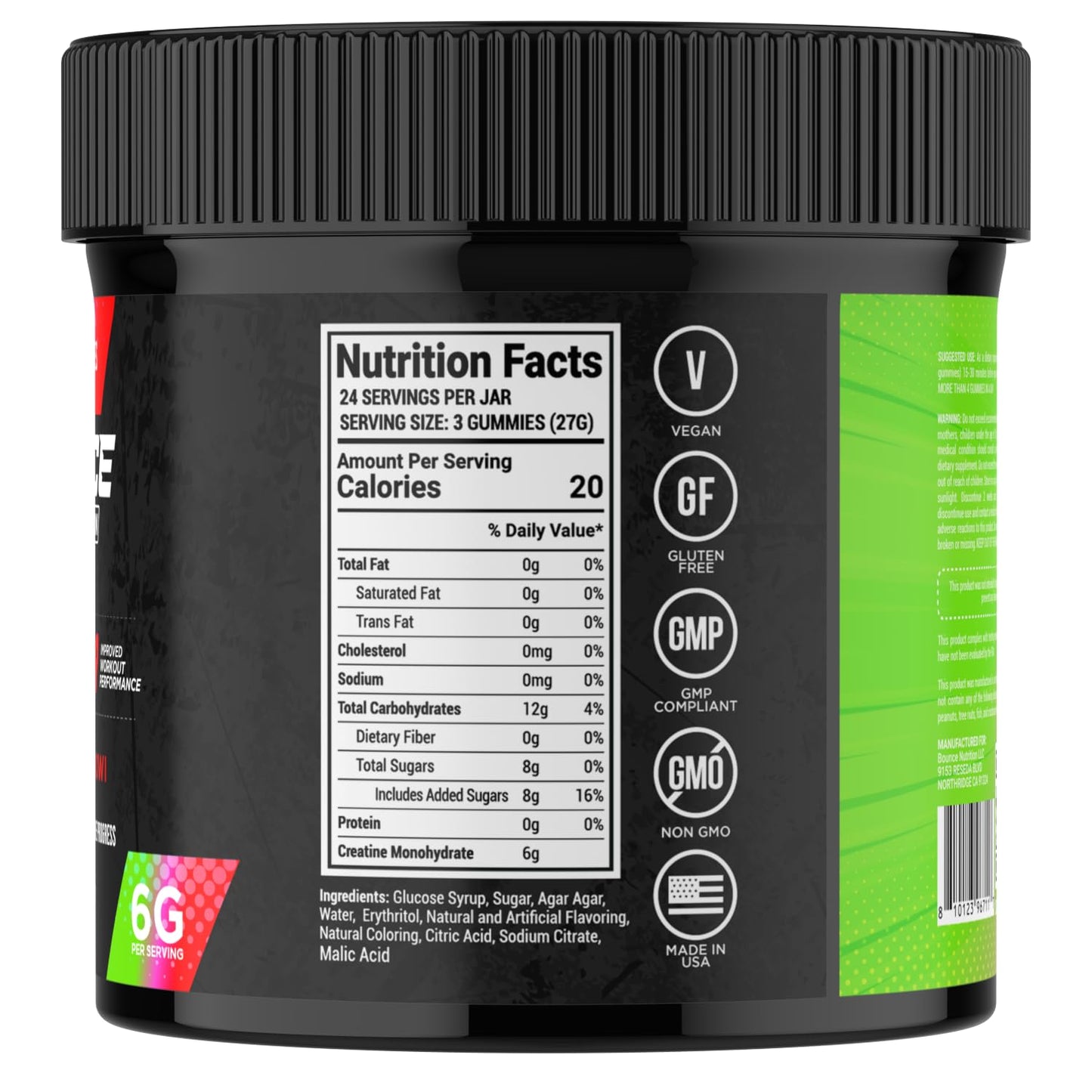 Bounce Pro Creatine Monohydrate Gummies, 72 Count