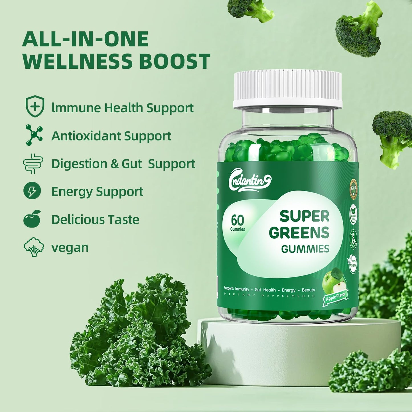 CNDANTING Multivitamin Super Greens Gummies Gummy 1 Count