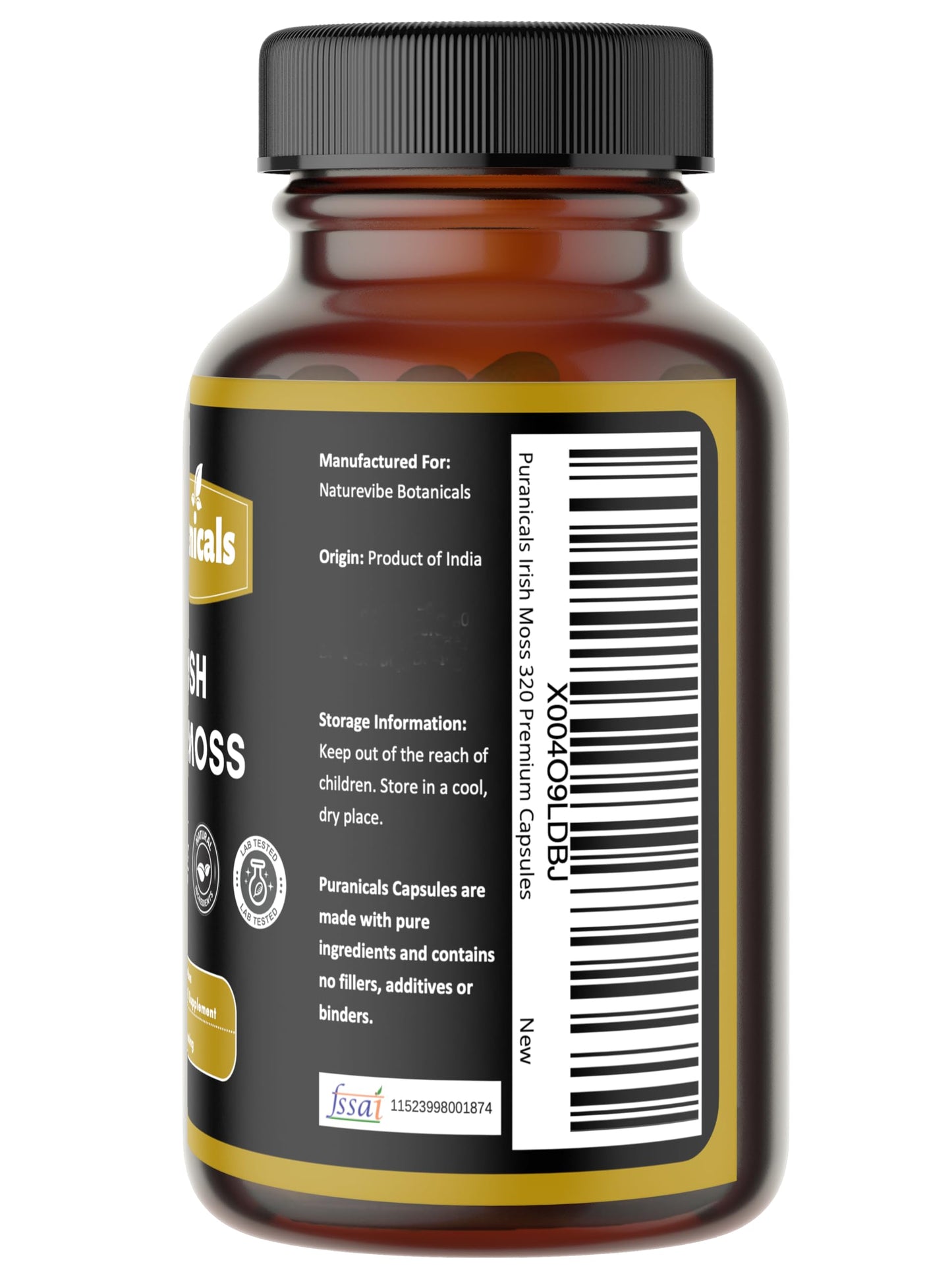 Puranicals Irish Sea Moss Premium Capsules 320 Count