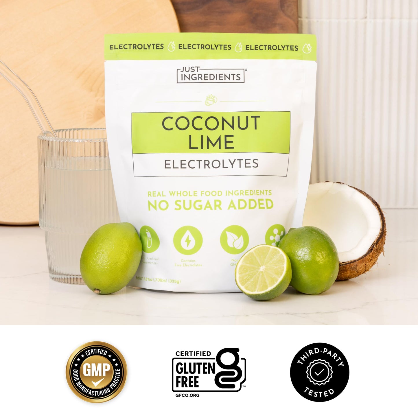 JUST INGREDIENTS Coconut Lime Electrolyte Powder 30 Servings