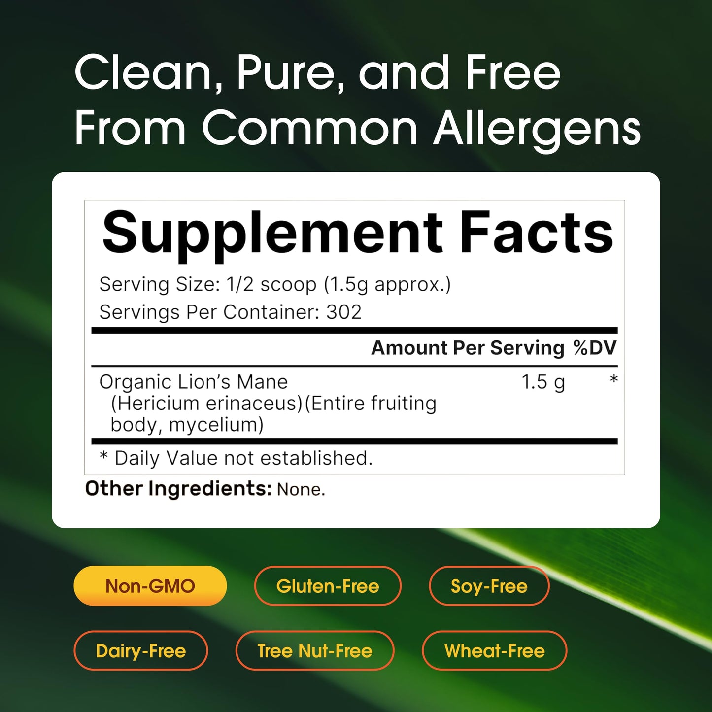 NatureBell Organic Lion's Mane Powder 1500mg 1